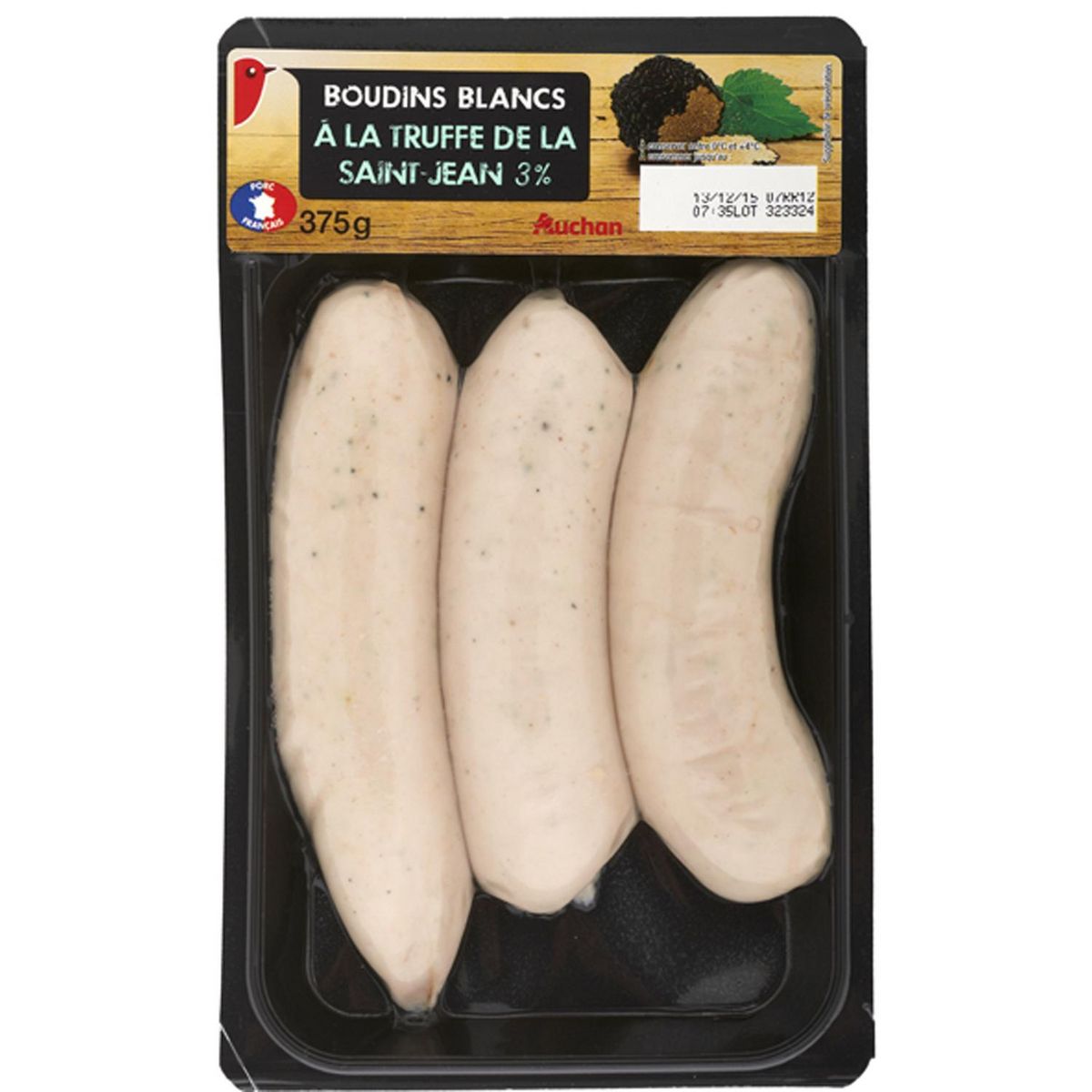 AUCHAN Boudin blanc à la truffe de la Saint Jean 3 pièces 375g