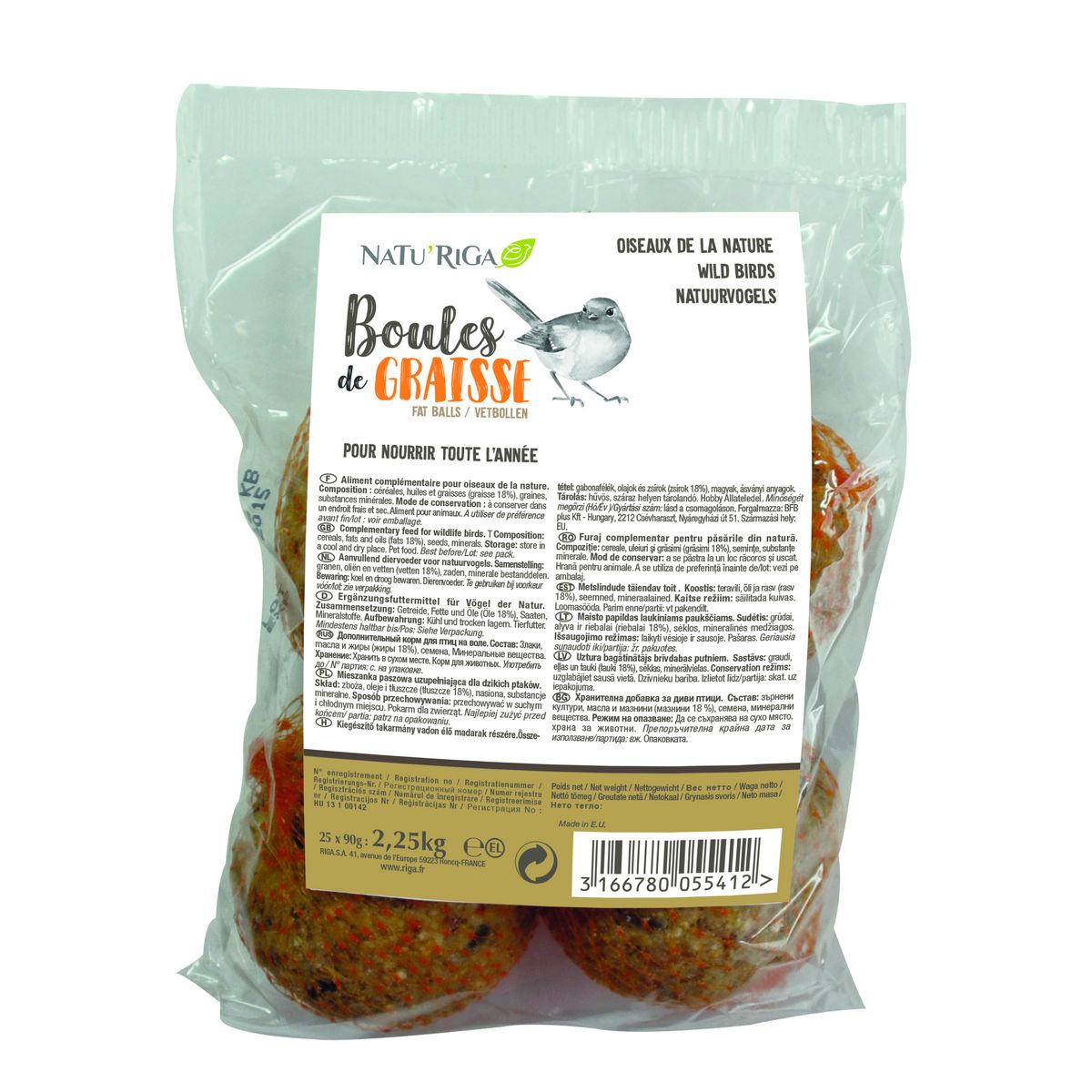 RIGA Boules de graisses aux insectes pour oiseaux 4x90g