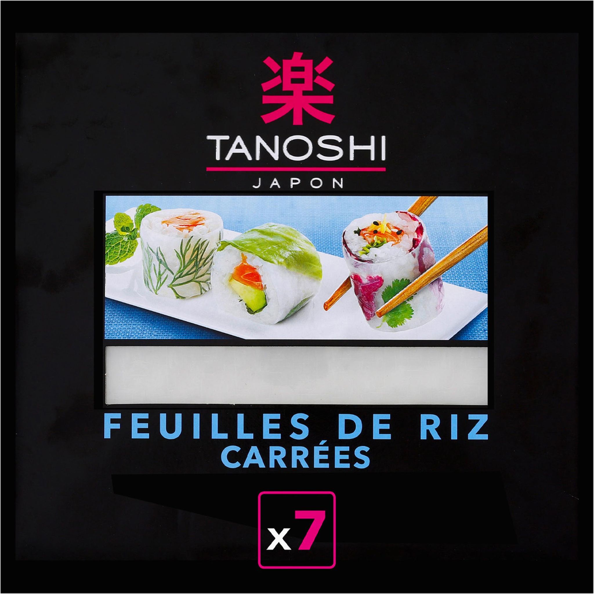 Voir la diapositive 2 : TANOSHI Feuilles de riz carrées pour Maki ou Sushis 7 feuilles 70g