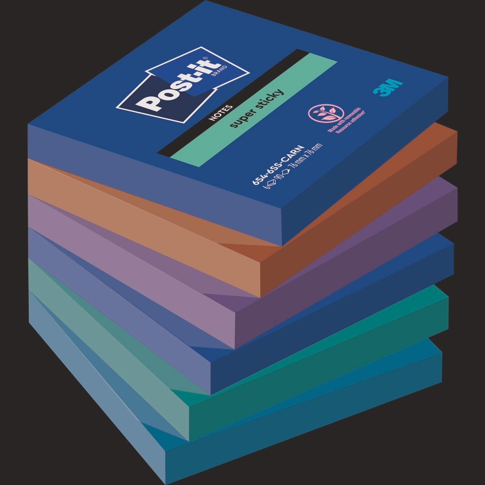 3M 6 blocs Post-it repositionnable Carnival - 76x76mm 90 feuilles