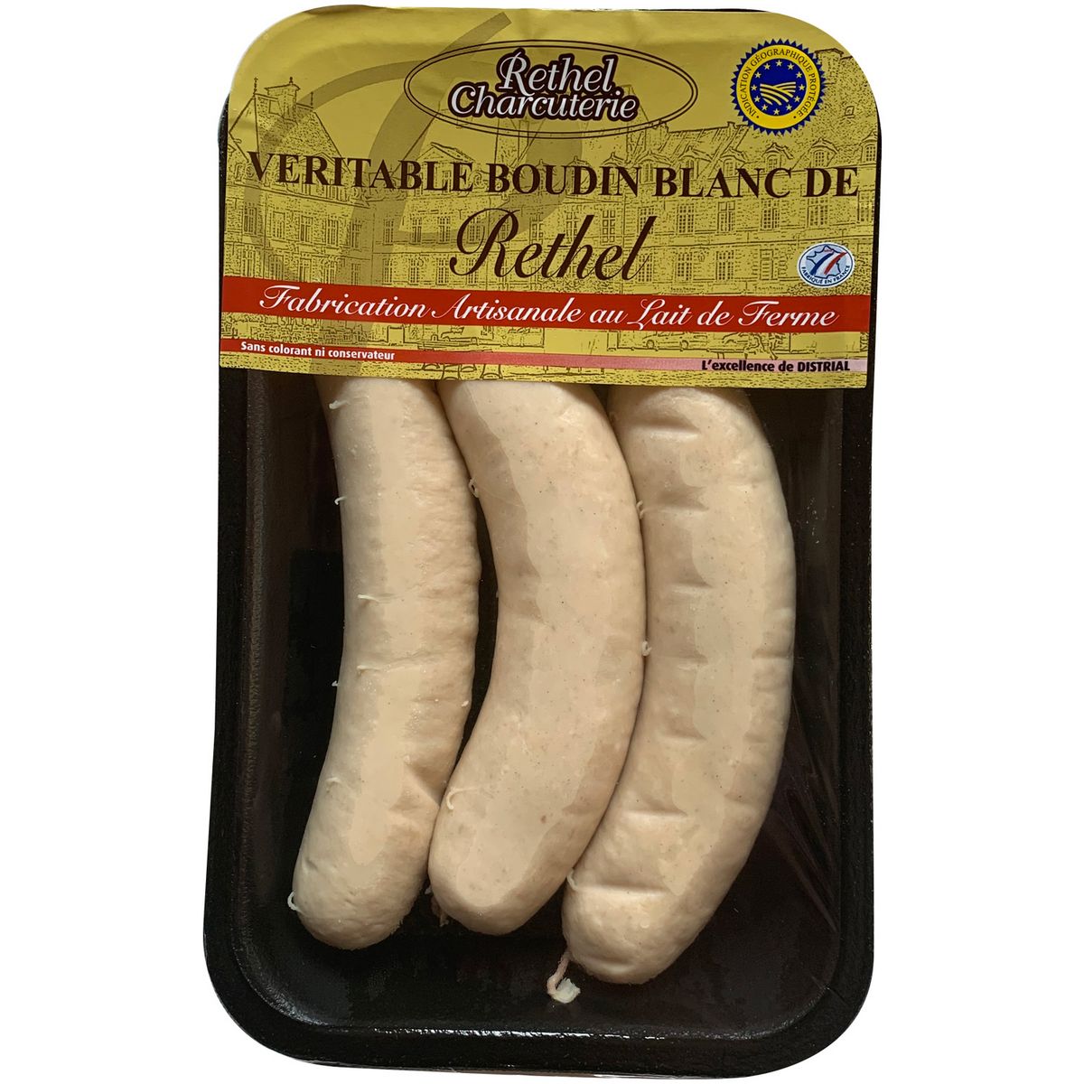 RETHEL CHARCUTERIE Véritable boudin blanc de Rethel IGP 3 pièces 350g