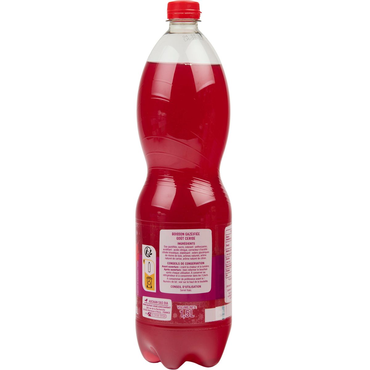 AUCHAN Boisson gazeuse goût cerise 1,5l
