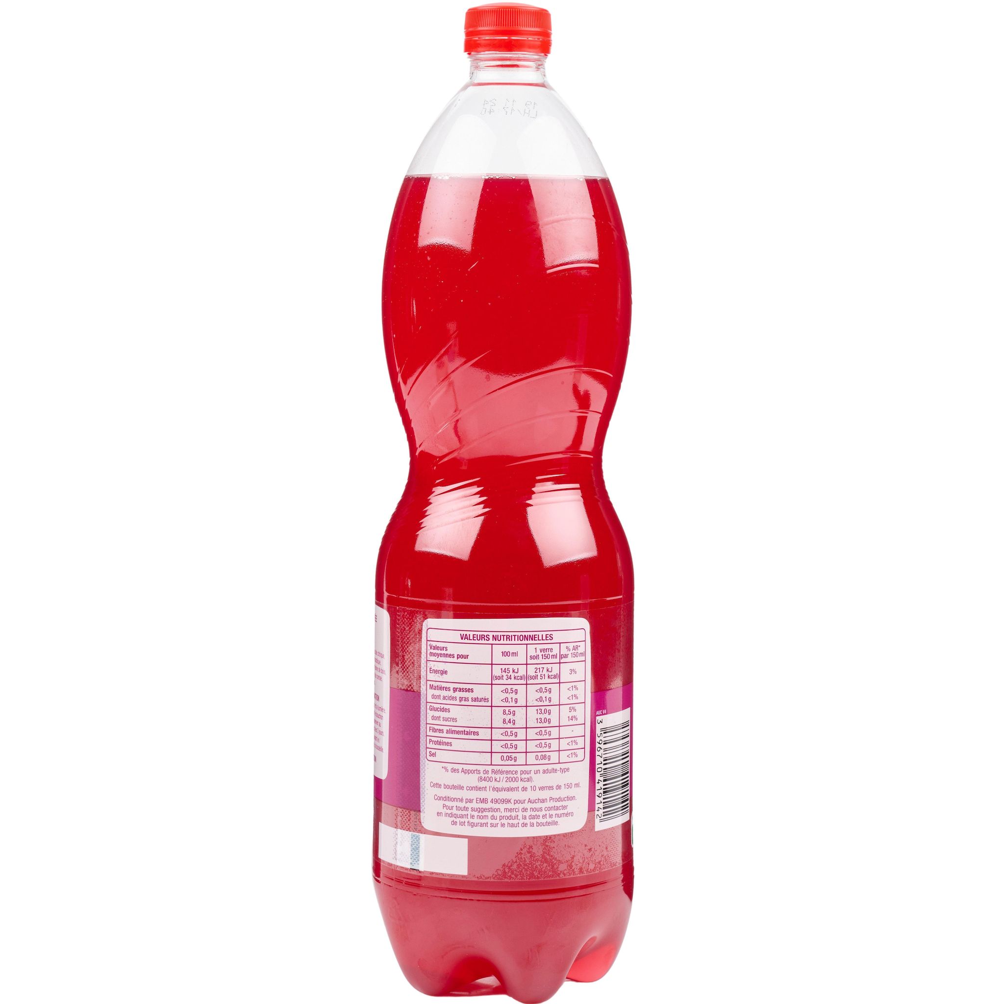 Voir la diapositive 4 : AUCHAN Boisson gazeuse goût cerise 1,5l