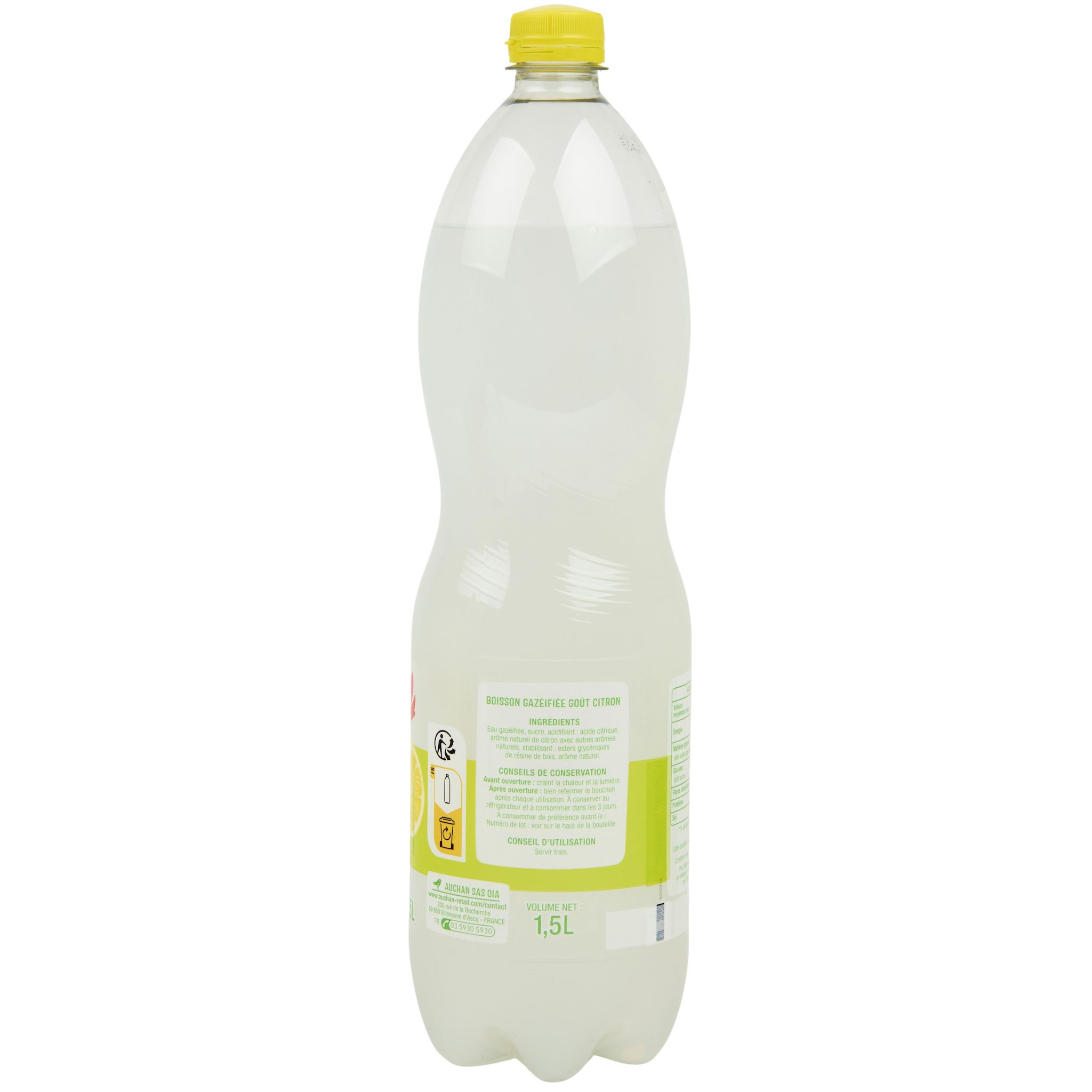 Voir la diapositive 2 : AUCHAN Soda lemon goût citron citron vert 1,5l