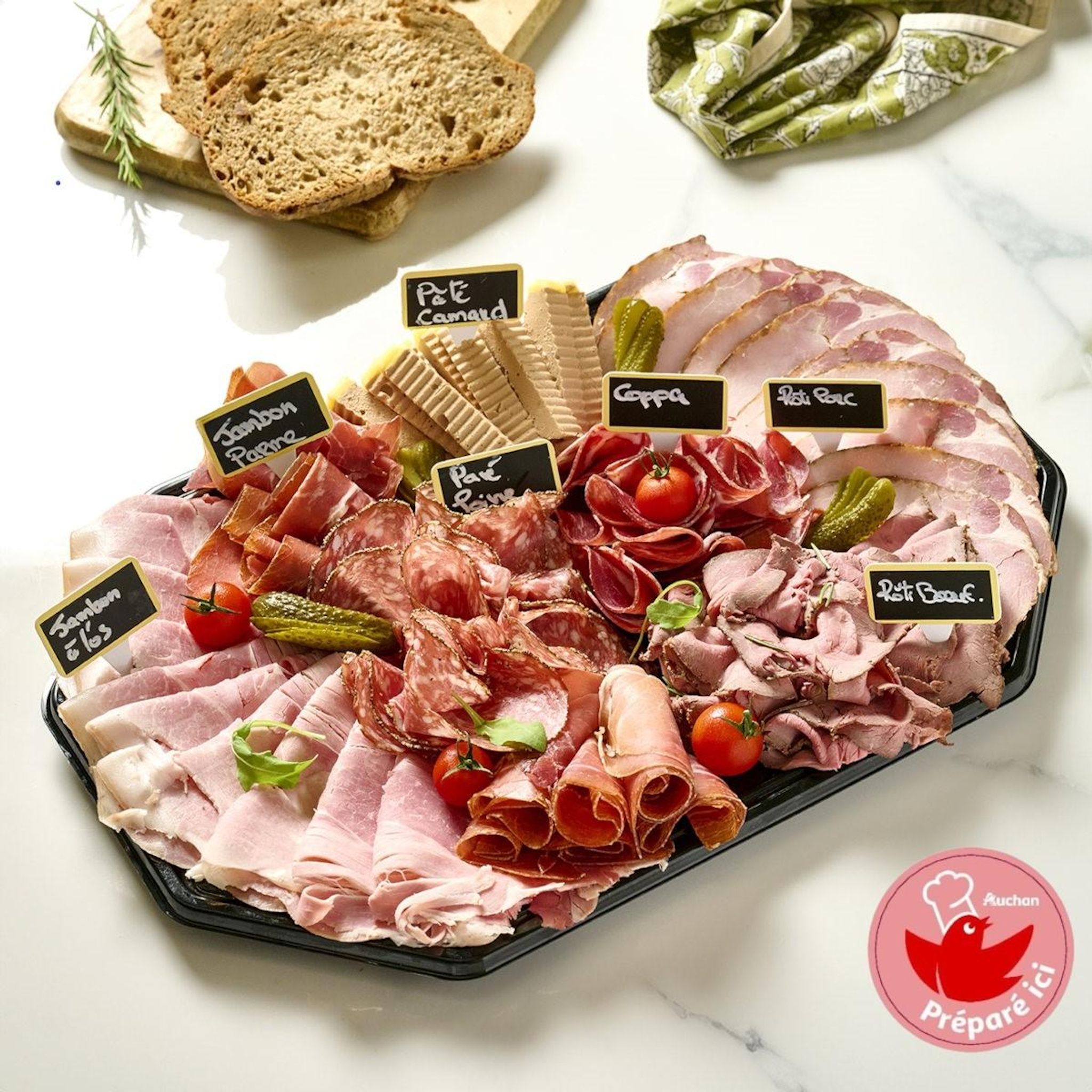 AUCHAN LE TRAITEUR Plateau de charcuterie Prestige 6 personnes 1200g