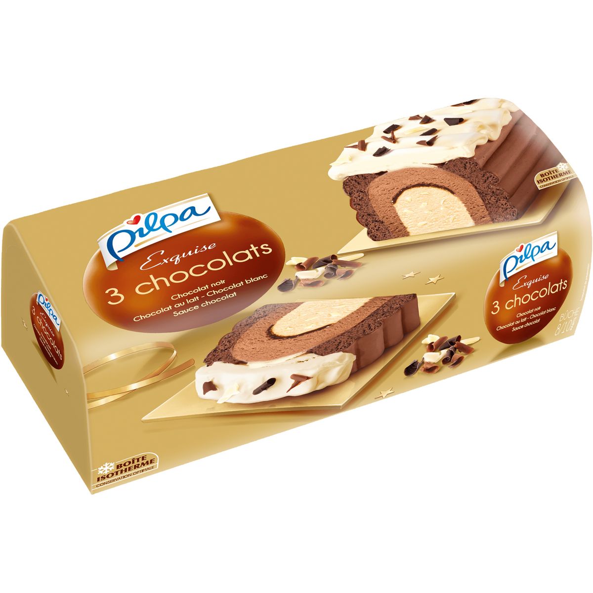 PILPA Exquise Buche glacée aux 3 chocolats 8-10 parts 535g