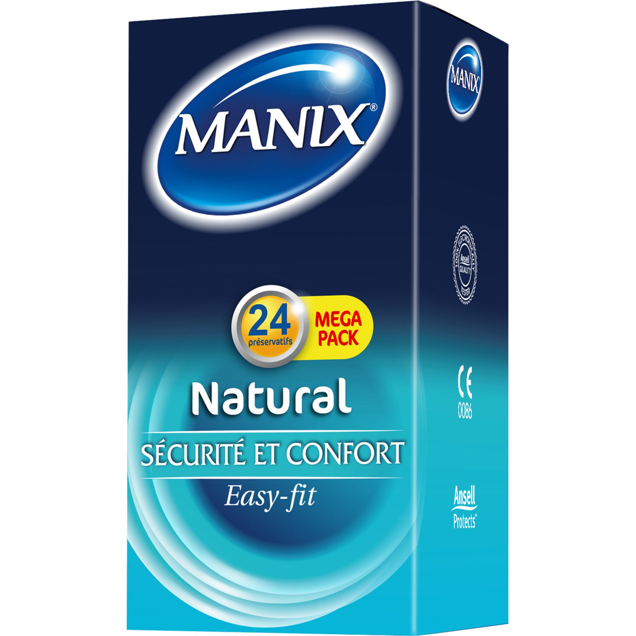 Voir la diapositive 2 : MANIX Natural préservatifs sécurité & confort 24 préservatifs