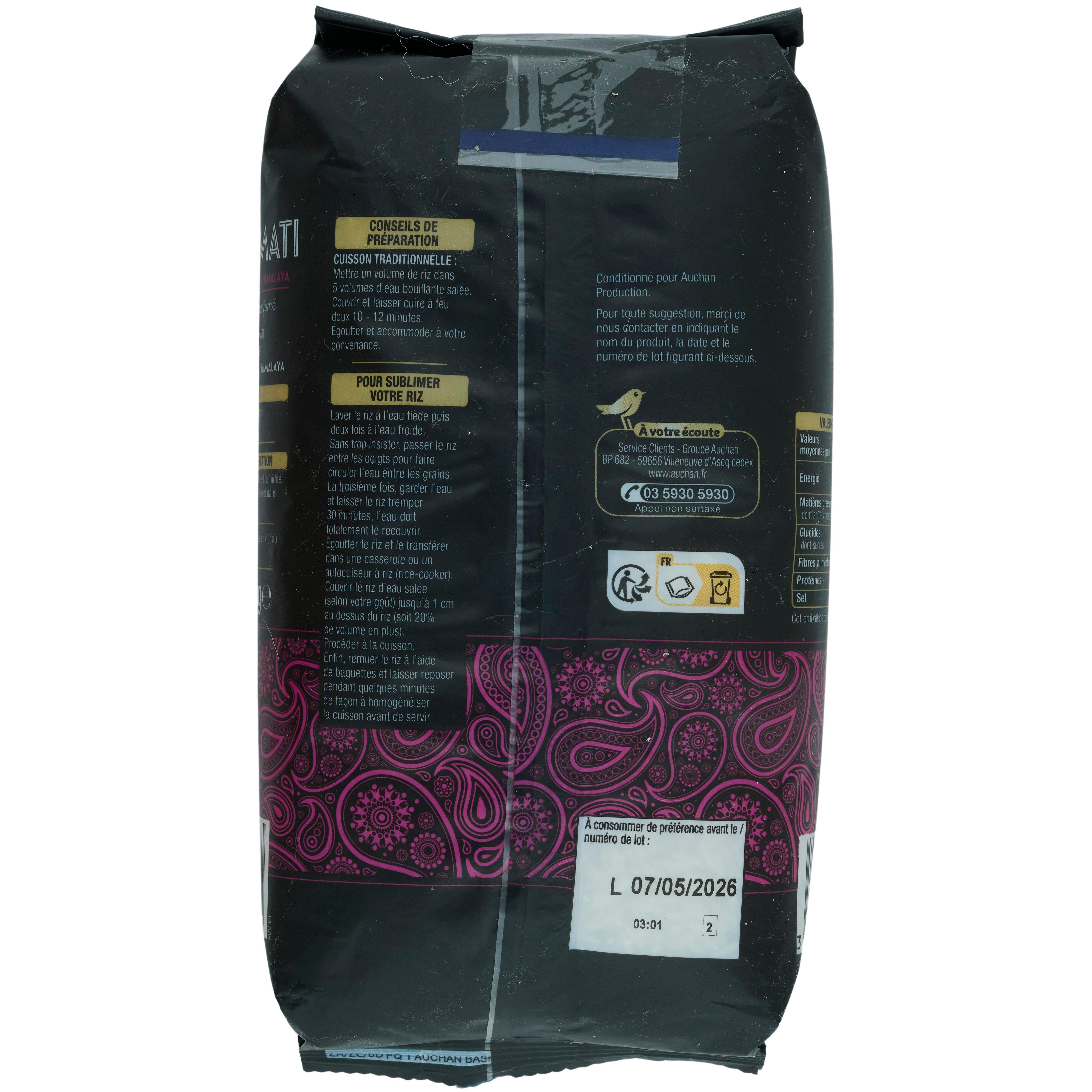 Voir la diapositive 4 : AUCHAN GOURMET Riz parfumé basmati prêt en 11 min 1kg