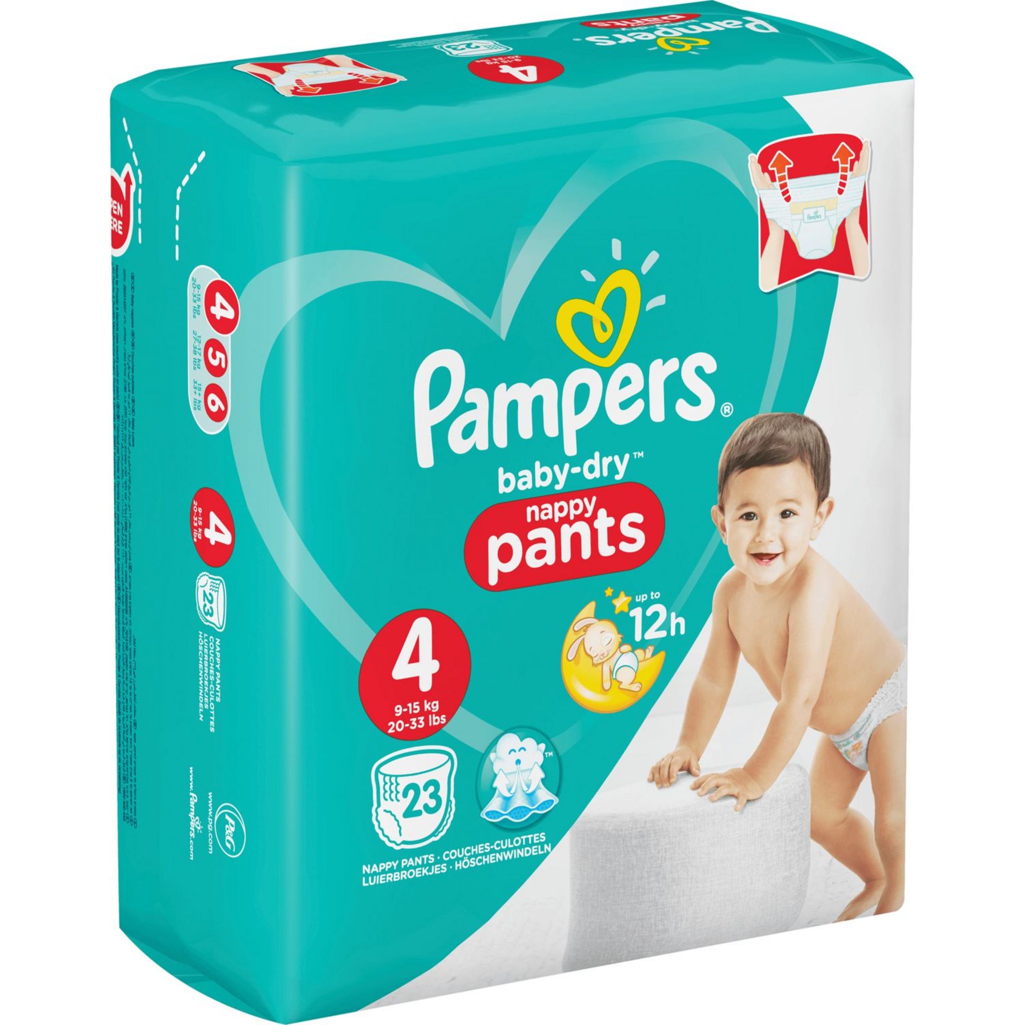 Voir la diapositive 4 : PAMPERS Baby-dry pants couches-culottes taille 4 (9-15kg) 23 couches