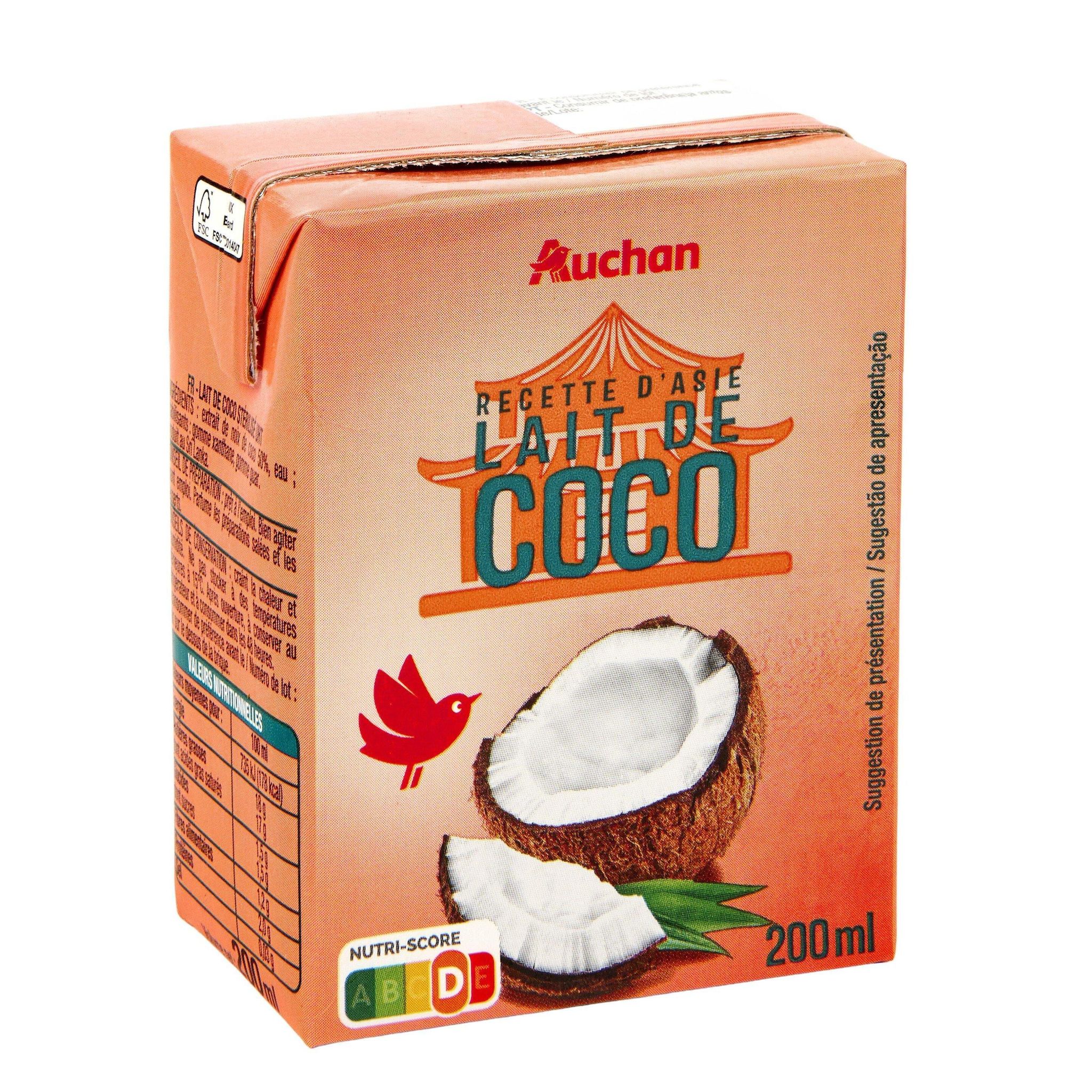 Voir la diapositive 4 : AUCHAN Lait de coco brique 200ml