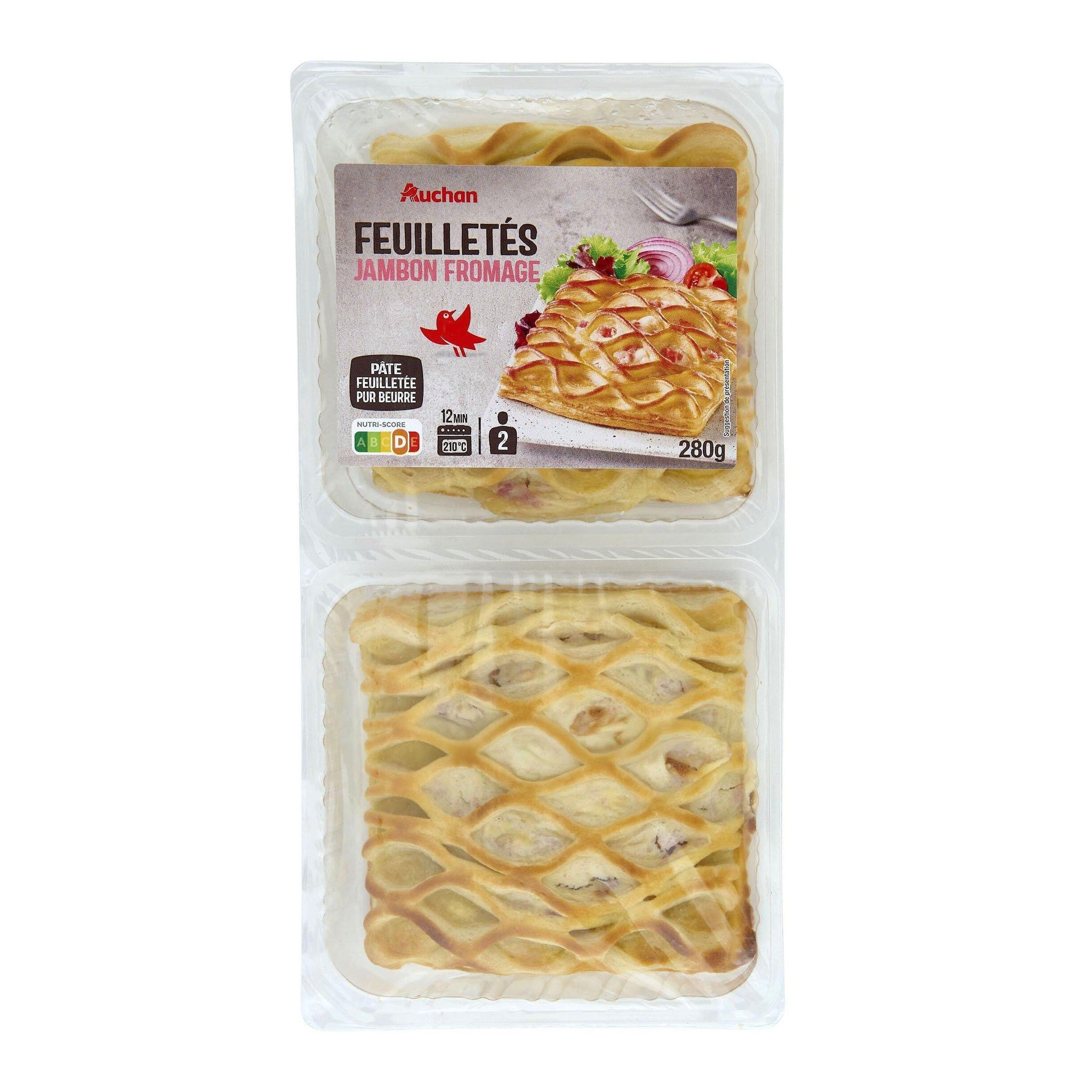 Voir la diapositive 2 : AUCHAN Feuilleté au jambon et à l'emmental 2 pièces 280g