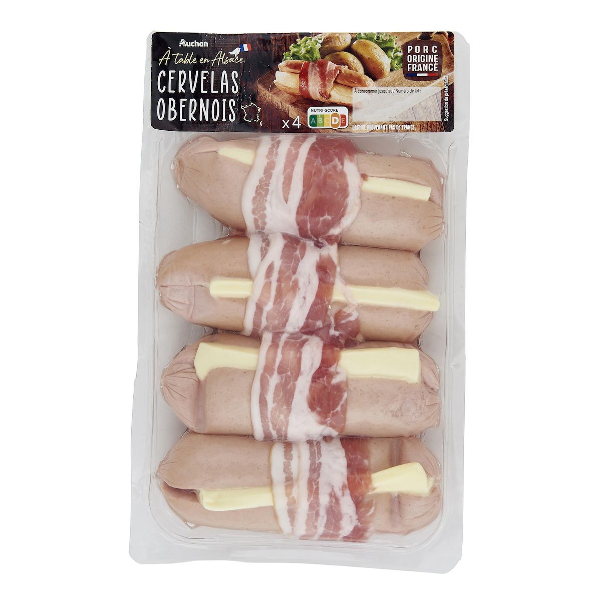 AUCHAN TERROIR Cervelas Obernois 4 pièces 560g