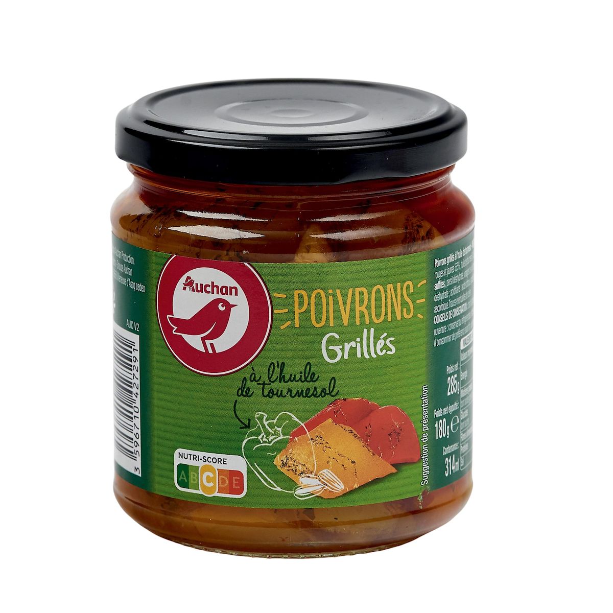 AUCHAN Poivrons grillés en bocal 180g