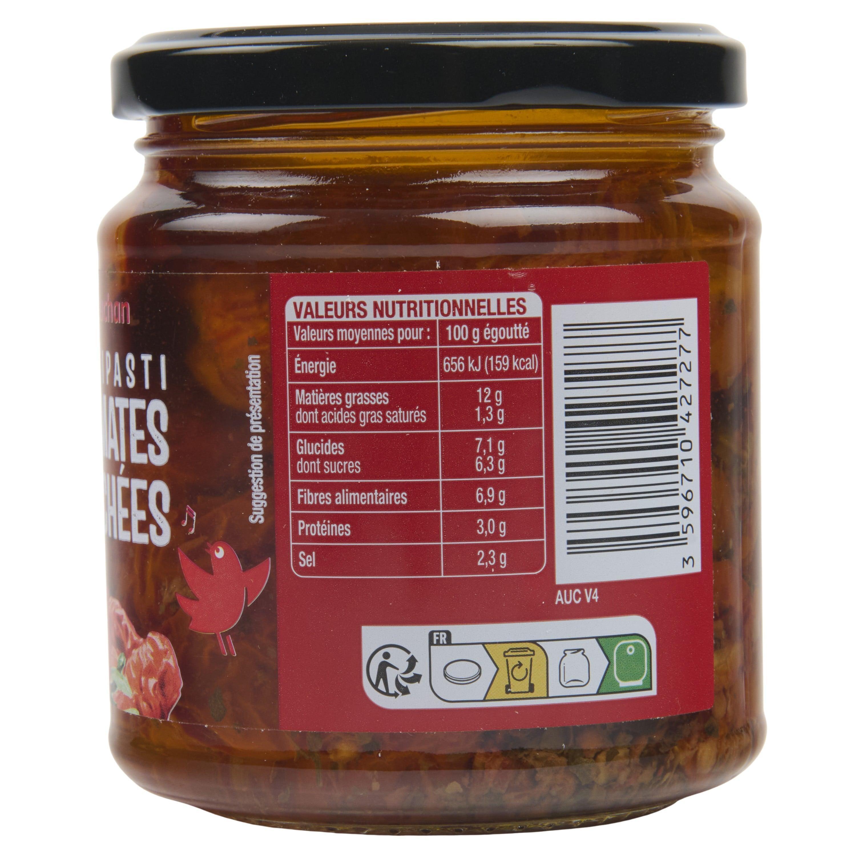 Voir la diapositive 2 : AUCHAN Tomates séchées en bocal 145g