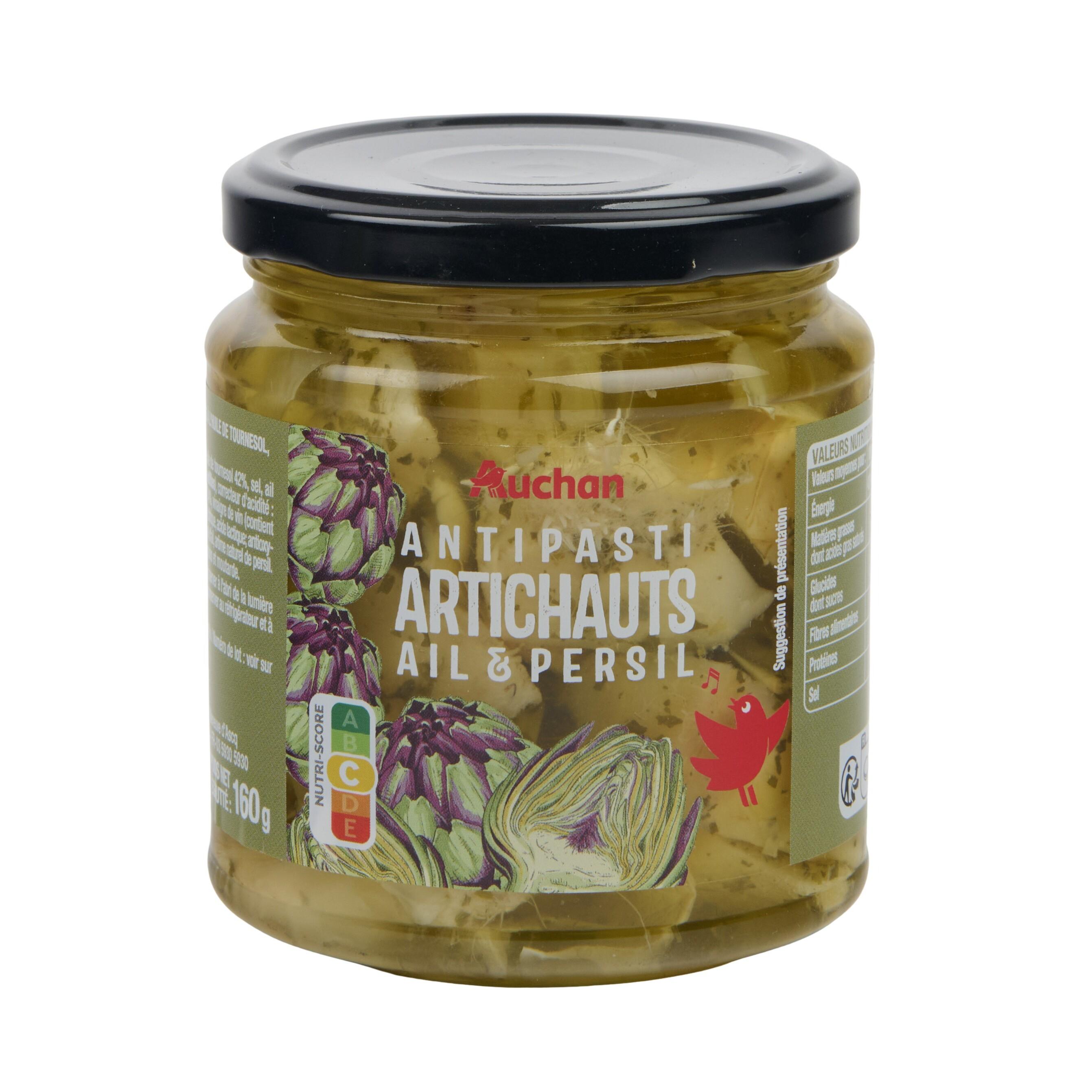 Voir la diapositive 2 : AUCHAN Artichauts aux aromates en bocal 160g