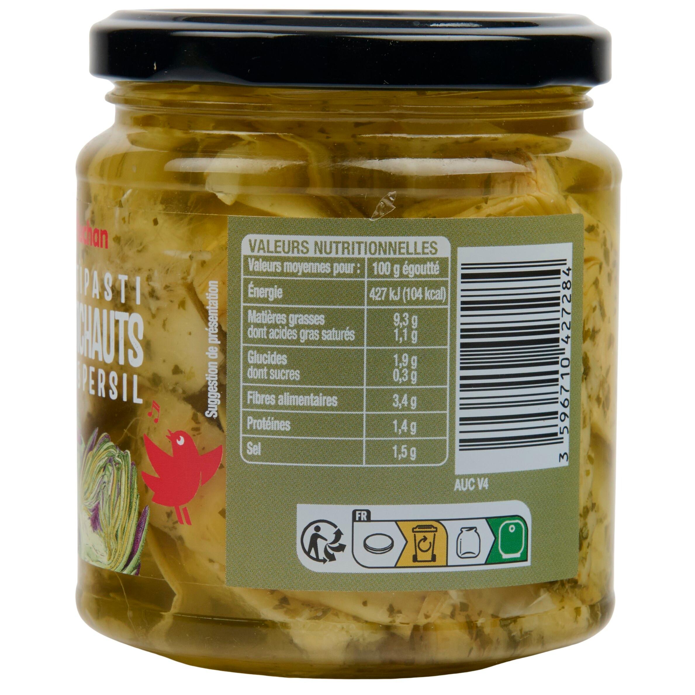 Voir la diapositive 3 : AUCHAN Artichauts aux aromates en bocal 160g