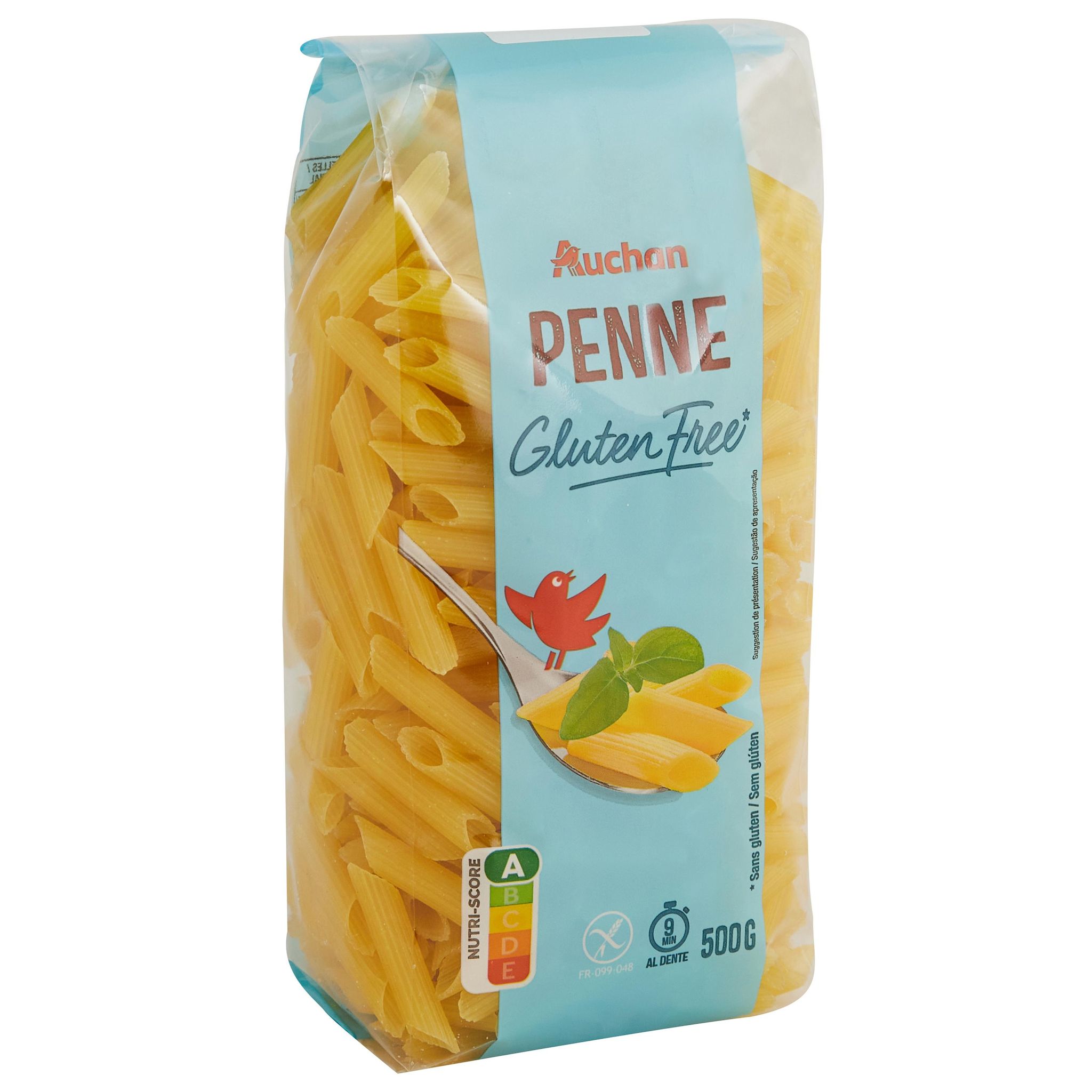 Voir la diapositive 2 : AUCHAN Penne de maïs et riz sans gluten 500g