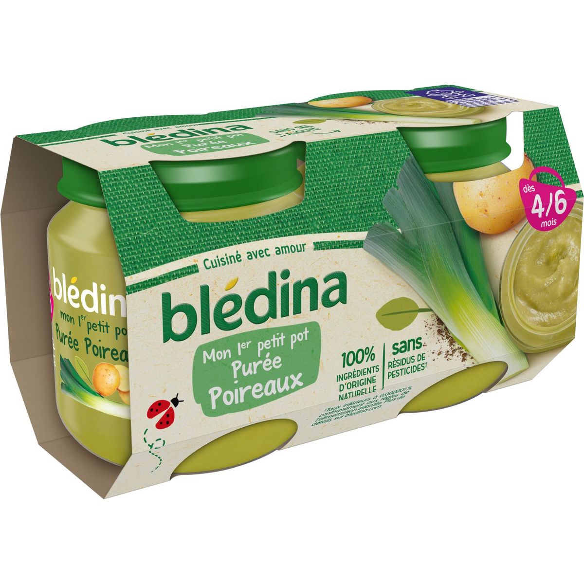 BLEDINA Mon 1er petit pot purée de poireaux dès 4 mois 2x130g