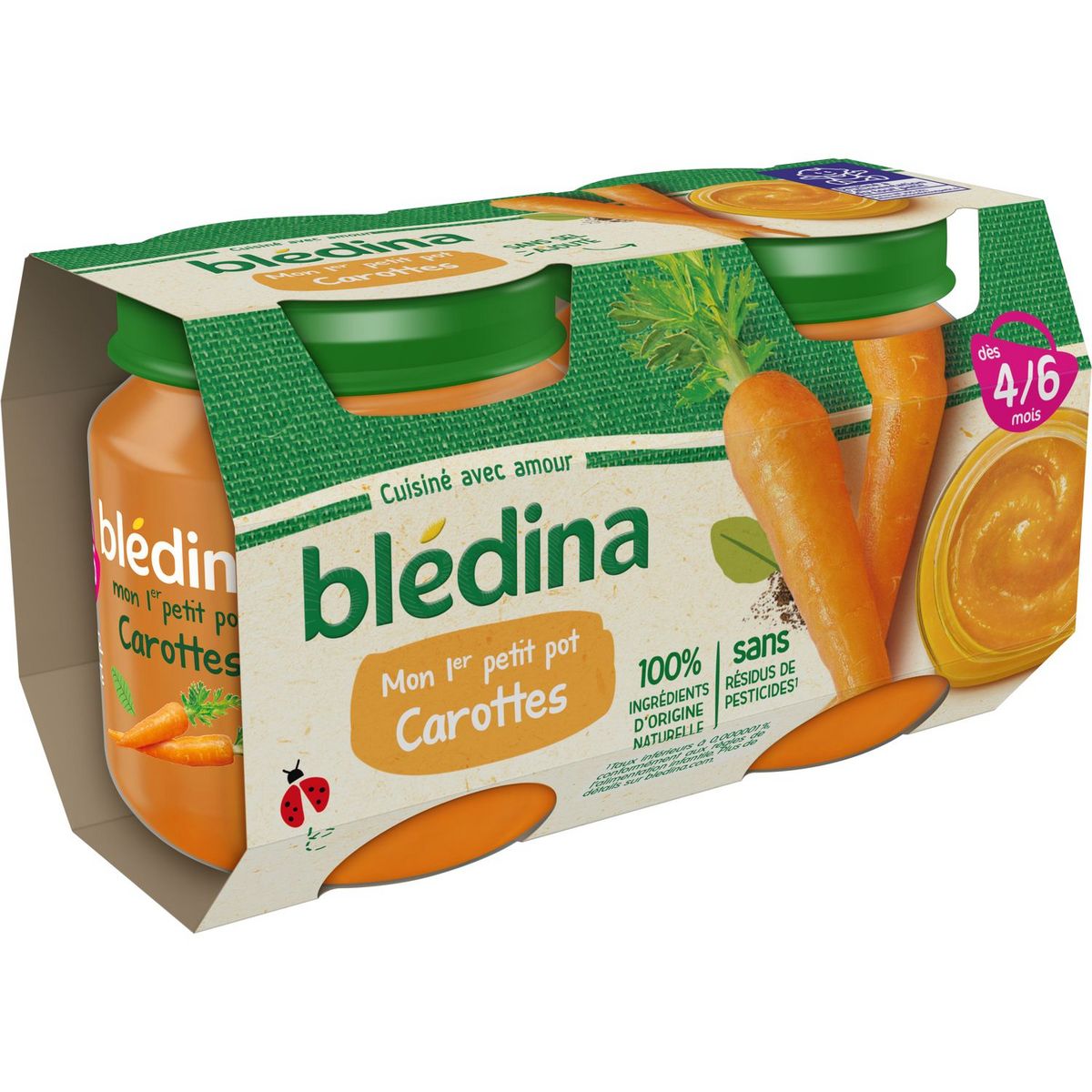 BLEDINA Mon 1er petit pot carottes dès 4 mois 2x130g