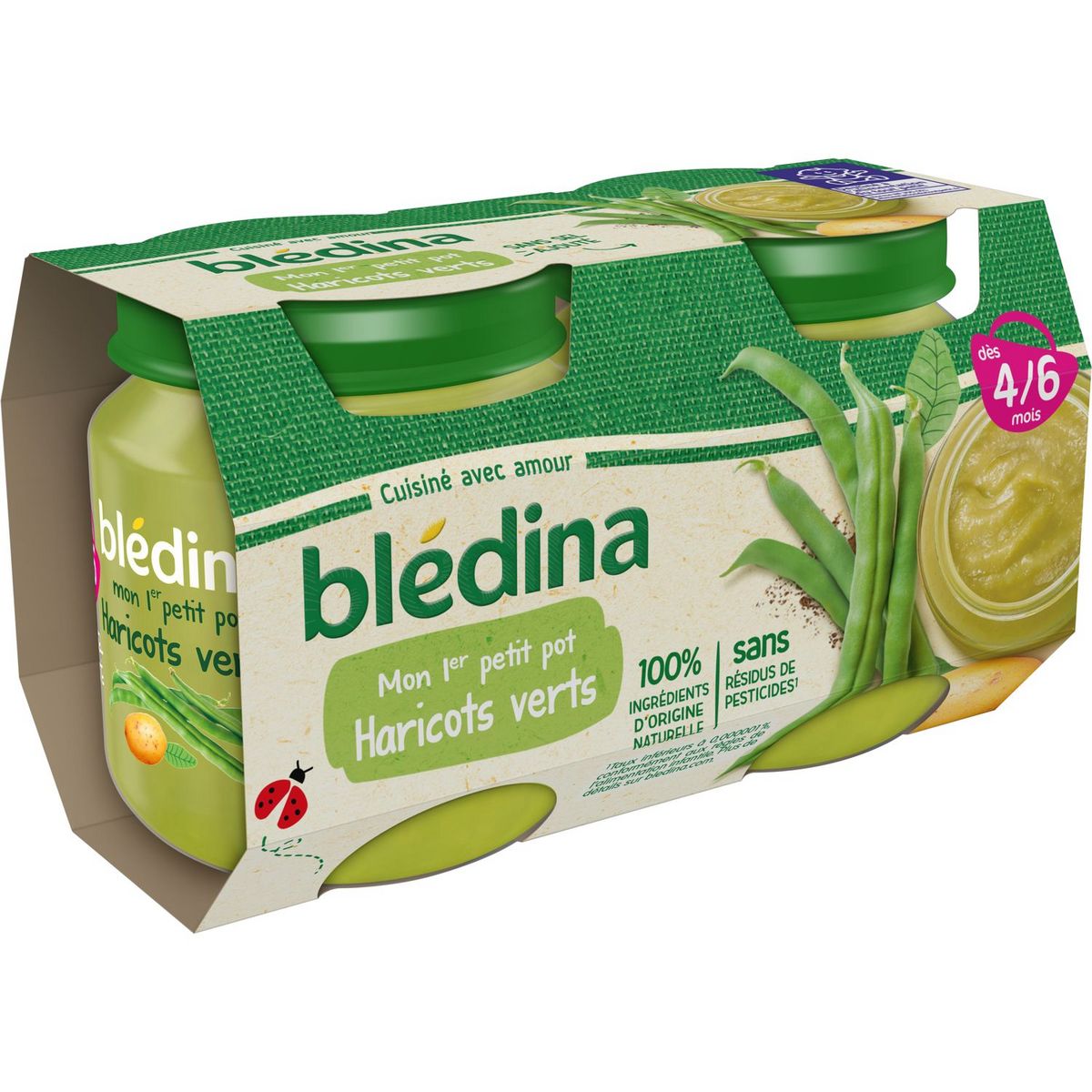 BLEDINA Mon 1er petit pot haricots verts dès 4 mois 2x130g