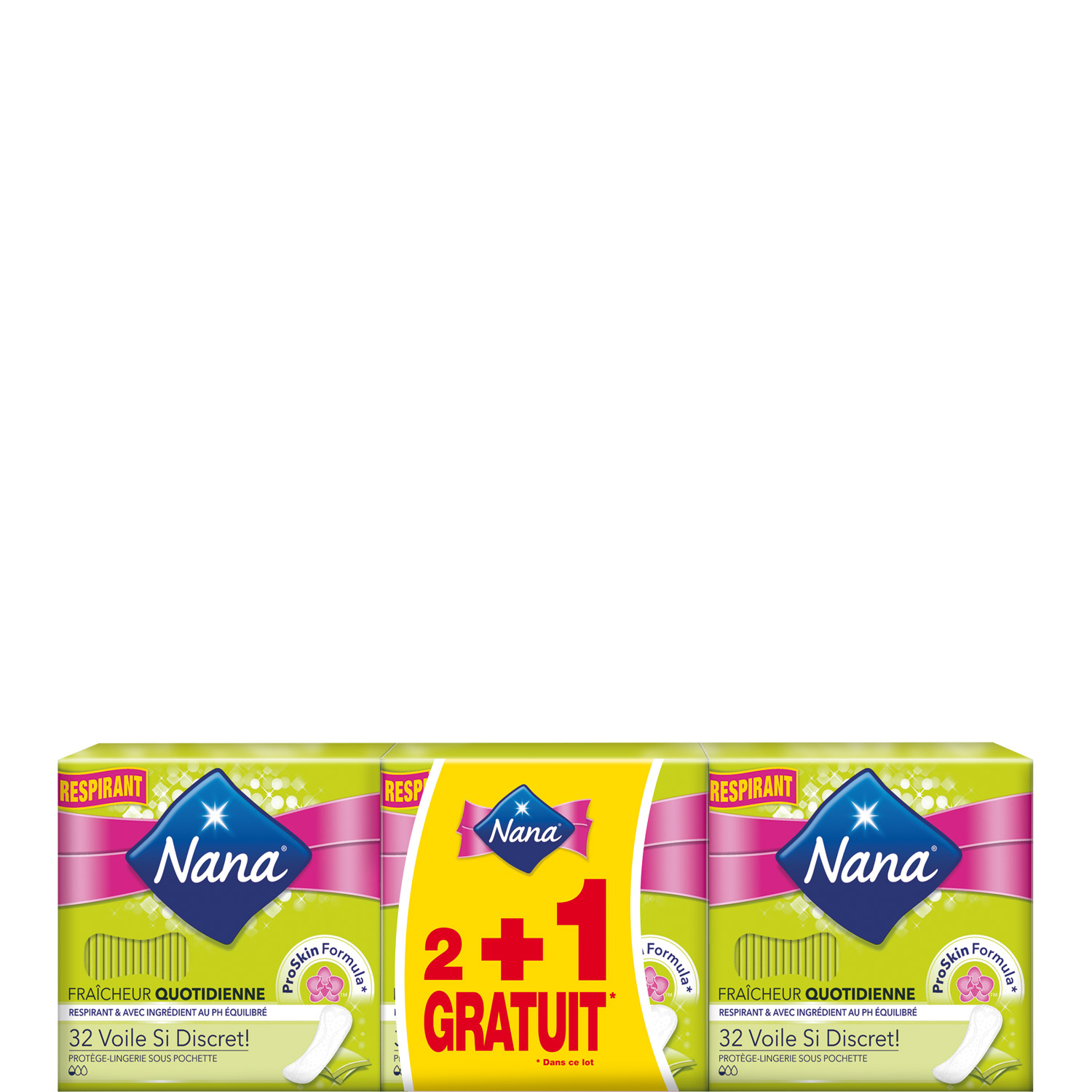 Voir la diapositive 2 : NANA Protège-lingerie fraîcheur sous pochette voile discret 2+1 offert 3x32 pièces