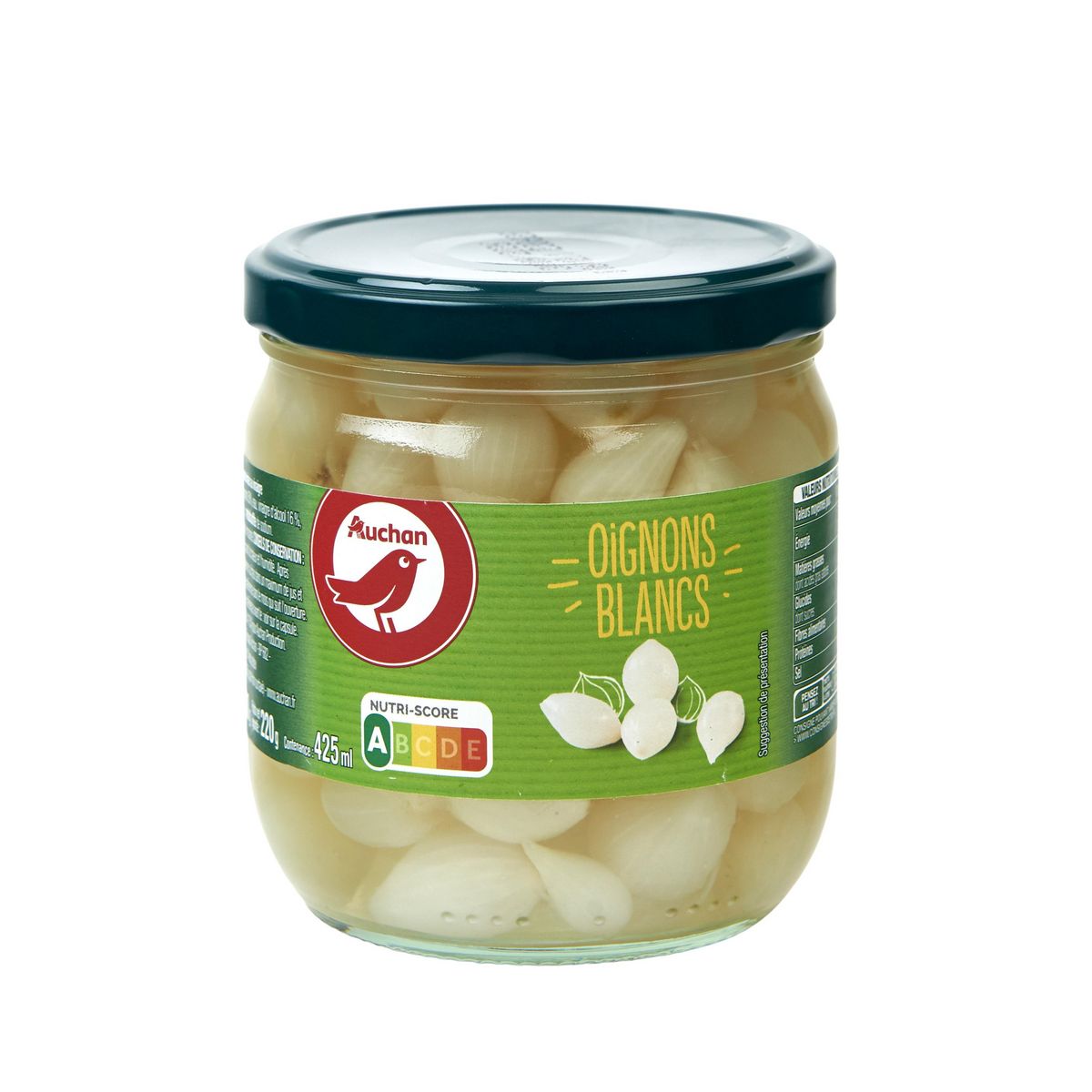 AUCHAN Oignons blancs en bocal 220g