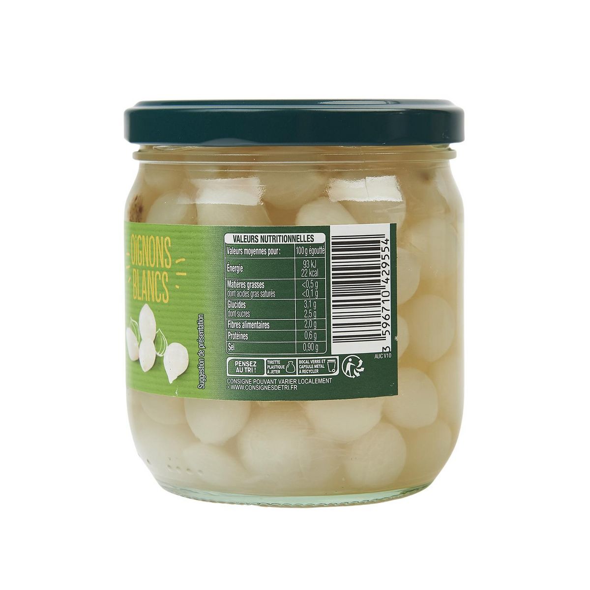 AUCHAN Oignons blancs en bocal 220g
