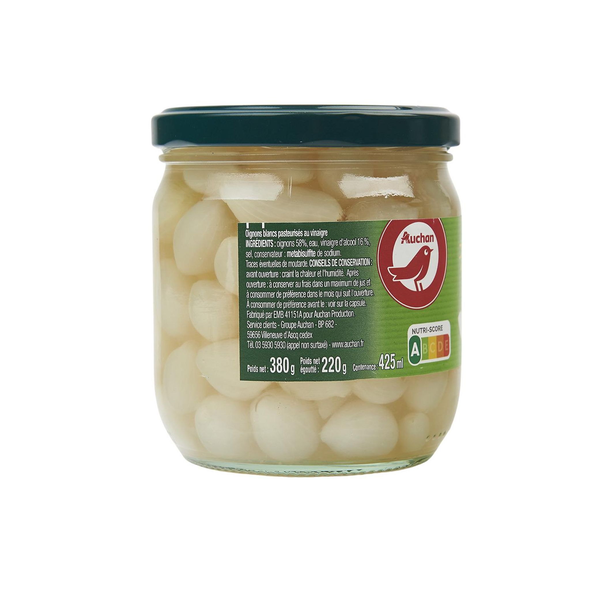 Voir la diapositive 3 : AUCHAN Oignons blancs en bocal 220g