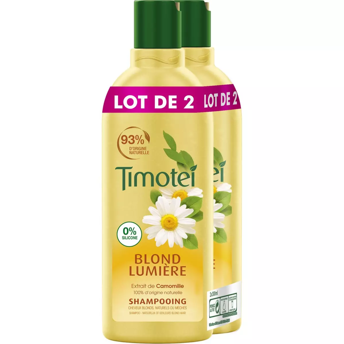TIMOTEI Shampooing blond lumière camomille cheveux blonds 2x300ml