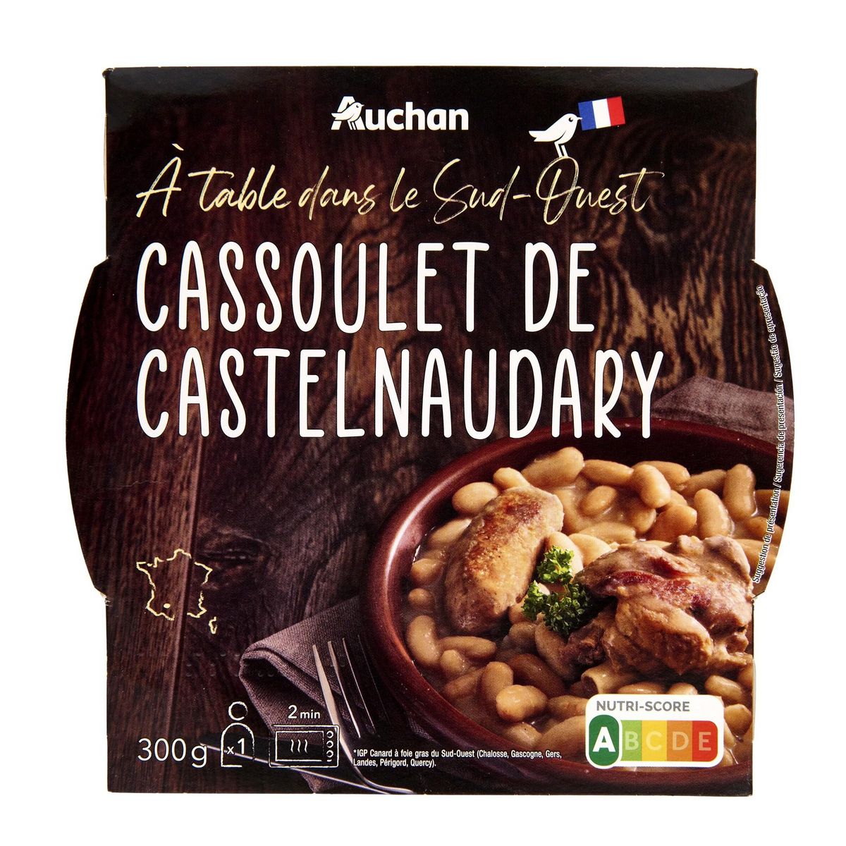 AUCHAN TERROIR Cassoulet de Castelnaudary au confit de canard du Sud-Ouest 1 portion 300g