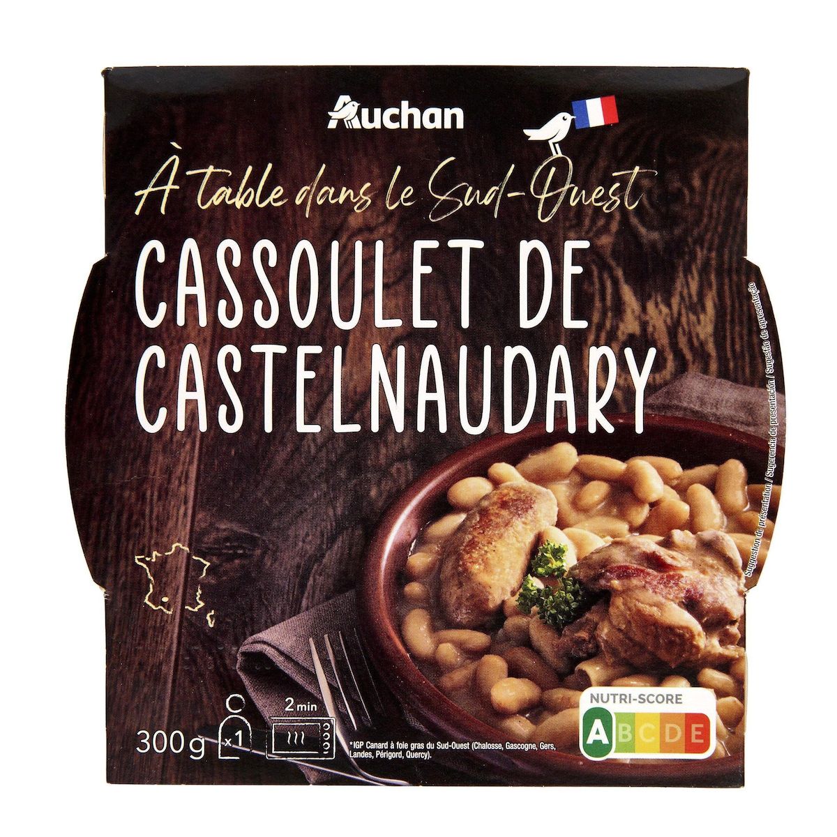 AUCHAN TERROIR Cassoulet de Castelnaudary au confit de canard du Sud-Ouest 1 portion 300g