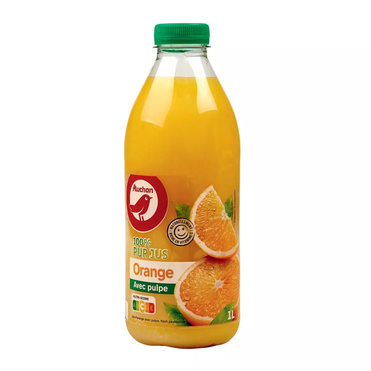 AUCHAN Pur jus d'orange avec pulpe 1L