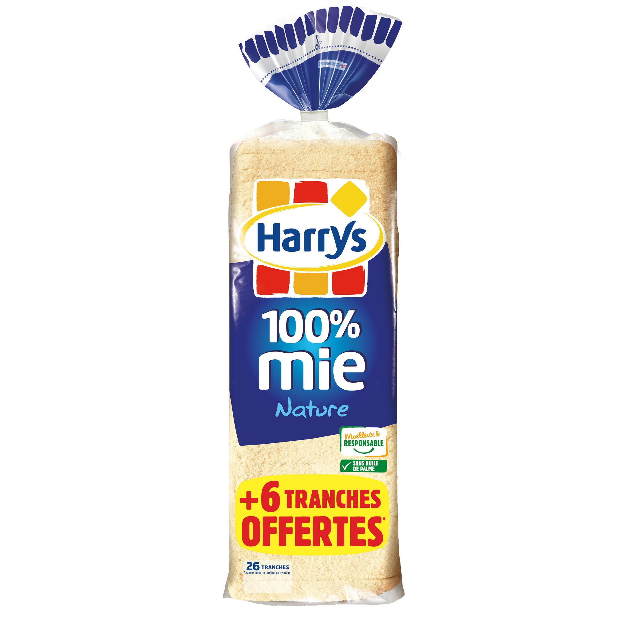 HARRYS Pain de mie nature sans croûte 26 tranches 650g