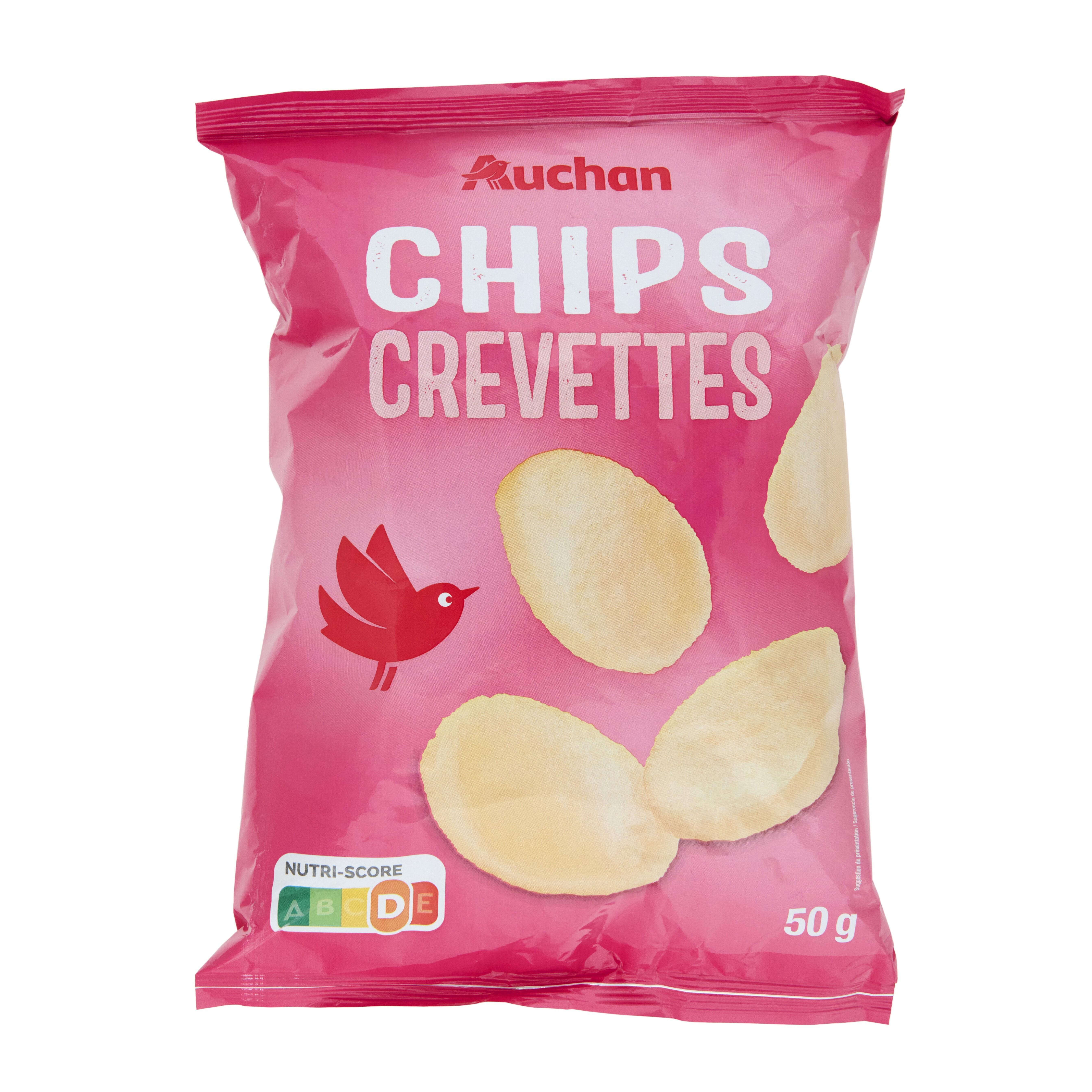 Voir la diapositive 2 : AUCHAN Chips saveur crevettes 50g