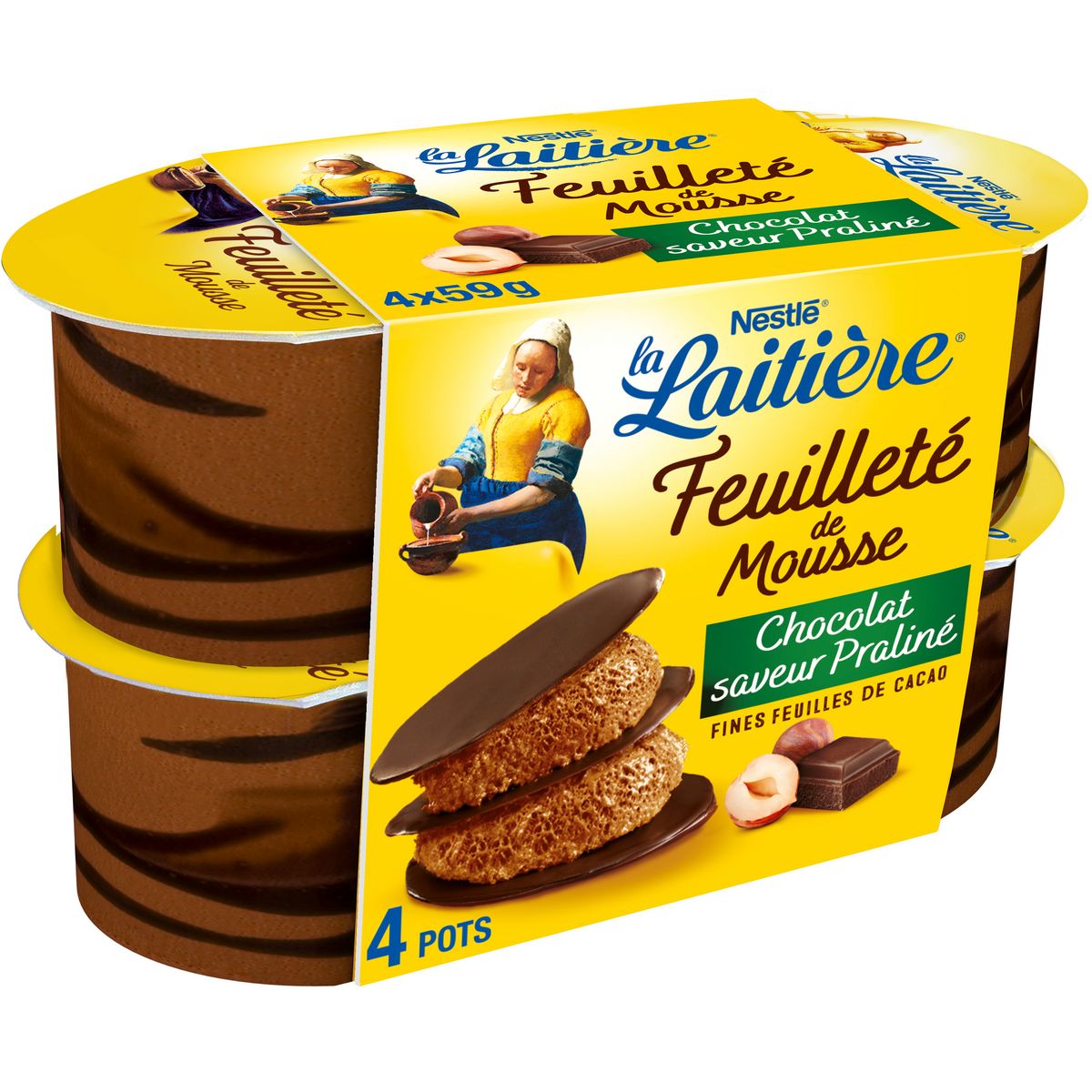 LA LAITIERE Feuilletés de mousse praliné 4x57g