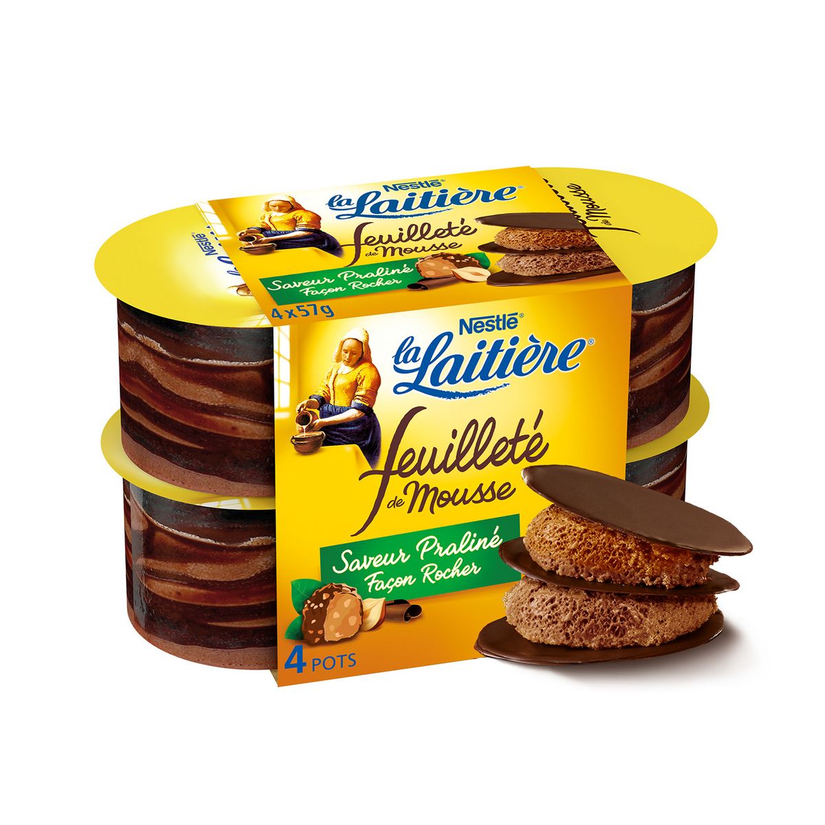 LA LAITIERE Feuilletés de mousse praliné 4x57g