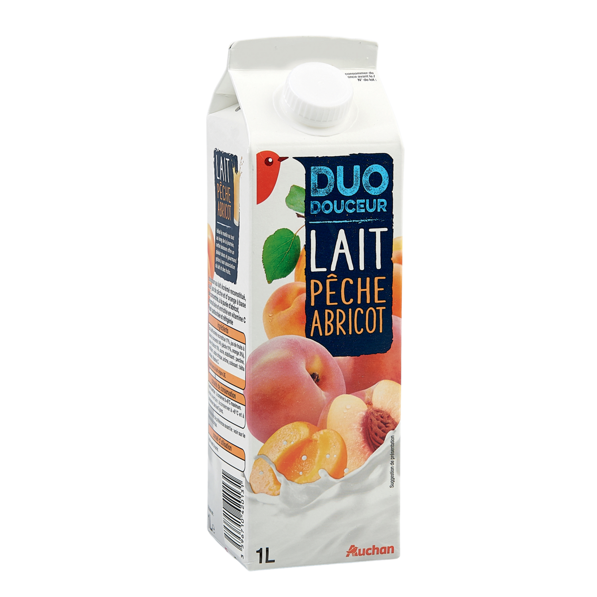 AUCHAN Boisson lactée pêche abricot 1L