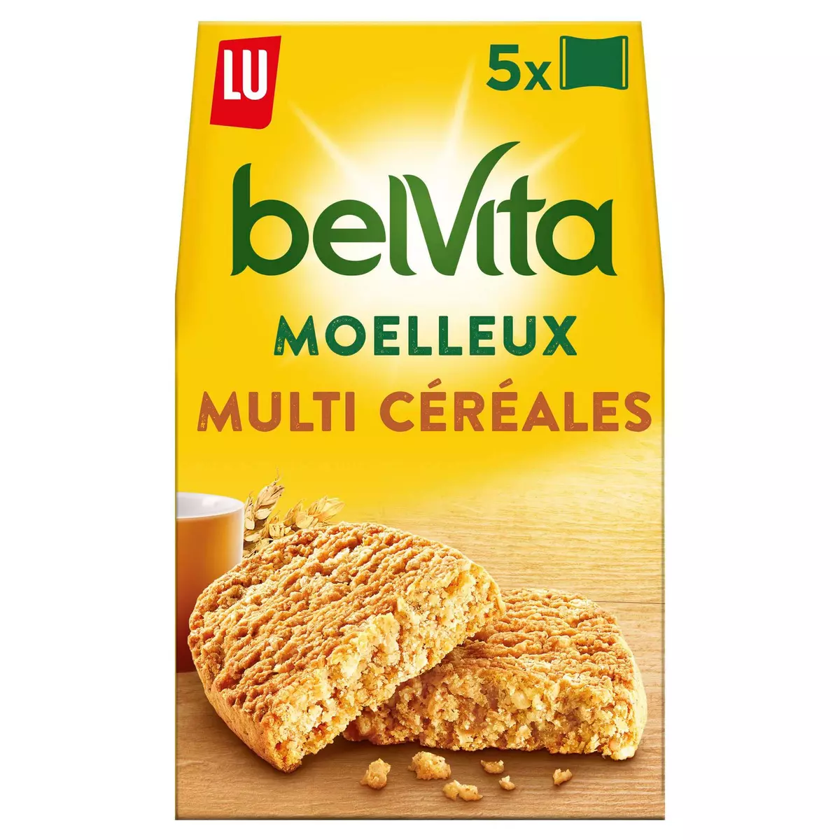 BELVITA Biscuits petit-déjeuner moelleux multi céréales sachets individuels 5 biscuits 250g