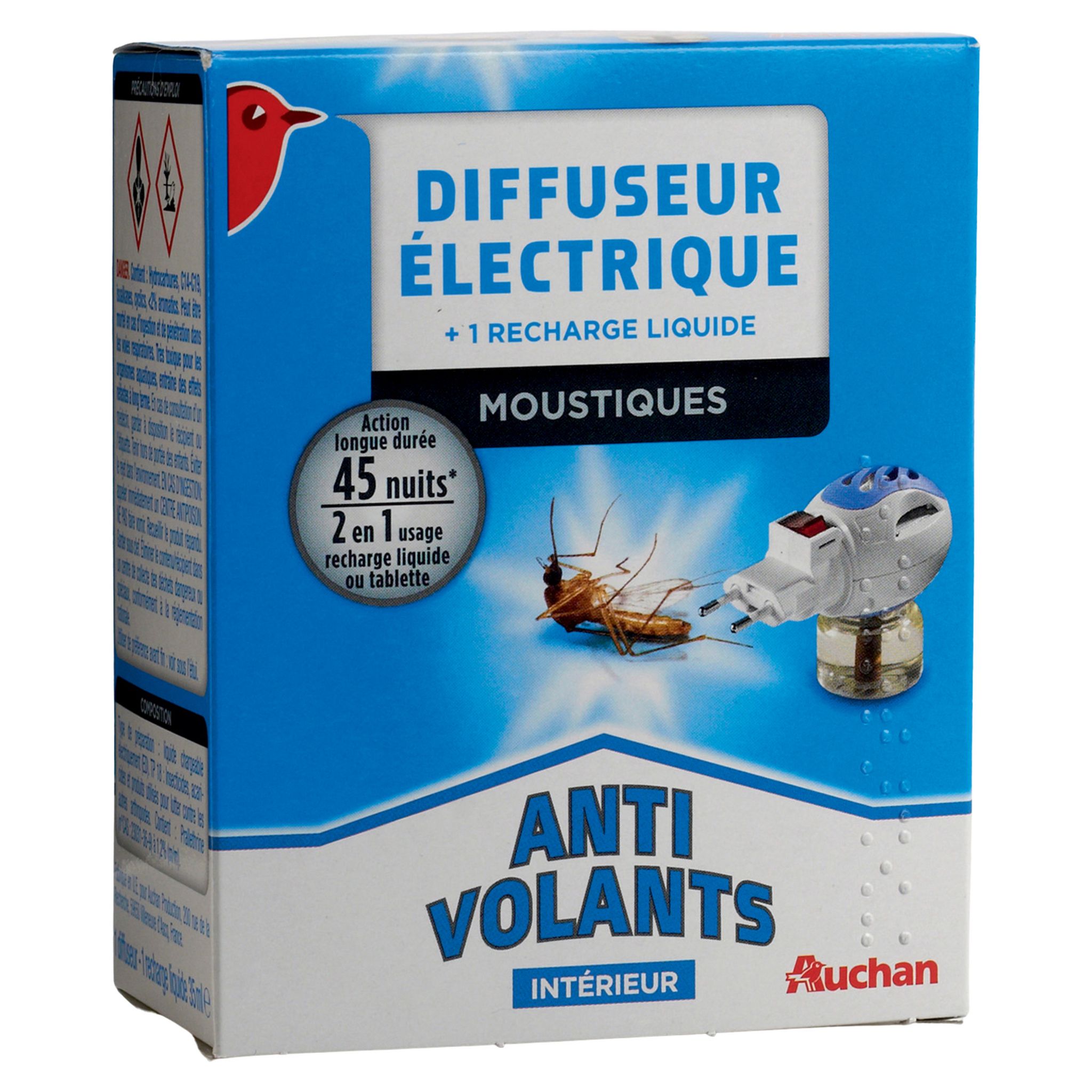 AUCHAN Diffuseur électrique anti-moustiques intérieur efficace 45 nuits 1 diffuseur