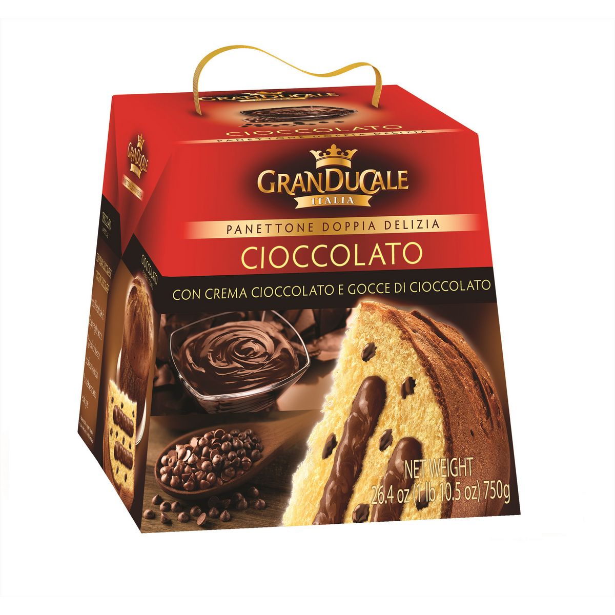 GRAN DUCALE Panettone pur beurre pépites et crème de chocolat 750g
