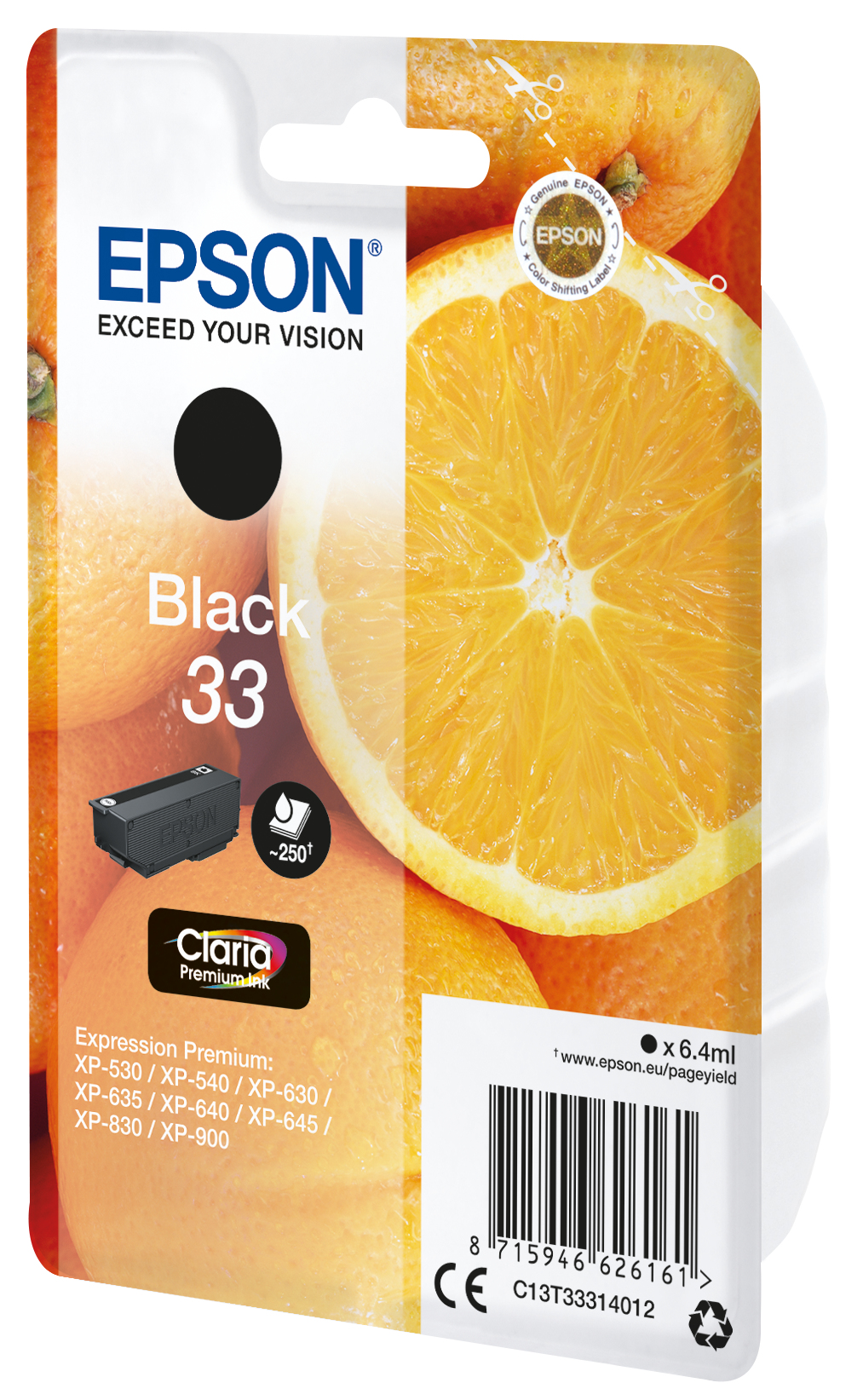 Voir la diapositive 2 : EPSON Cartouche Noir 33 - 250 Pages - Compatible XP-530 / XP-540 / XP-630 / XP-635 / XP-640 / XP-645 / XP-830 / XP-900