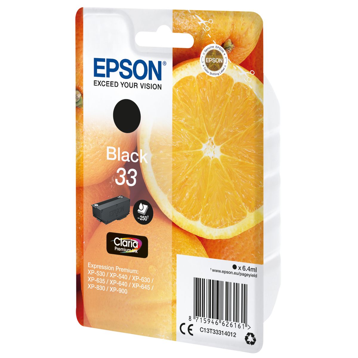 EPSON Cartouche Noir 33 - 250 Pages - Compatible XP-530 / XP-540 / XP-630 / XP-635 / XP-640 / XP-645 / XP-830 / XP-900