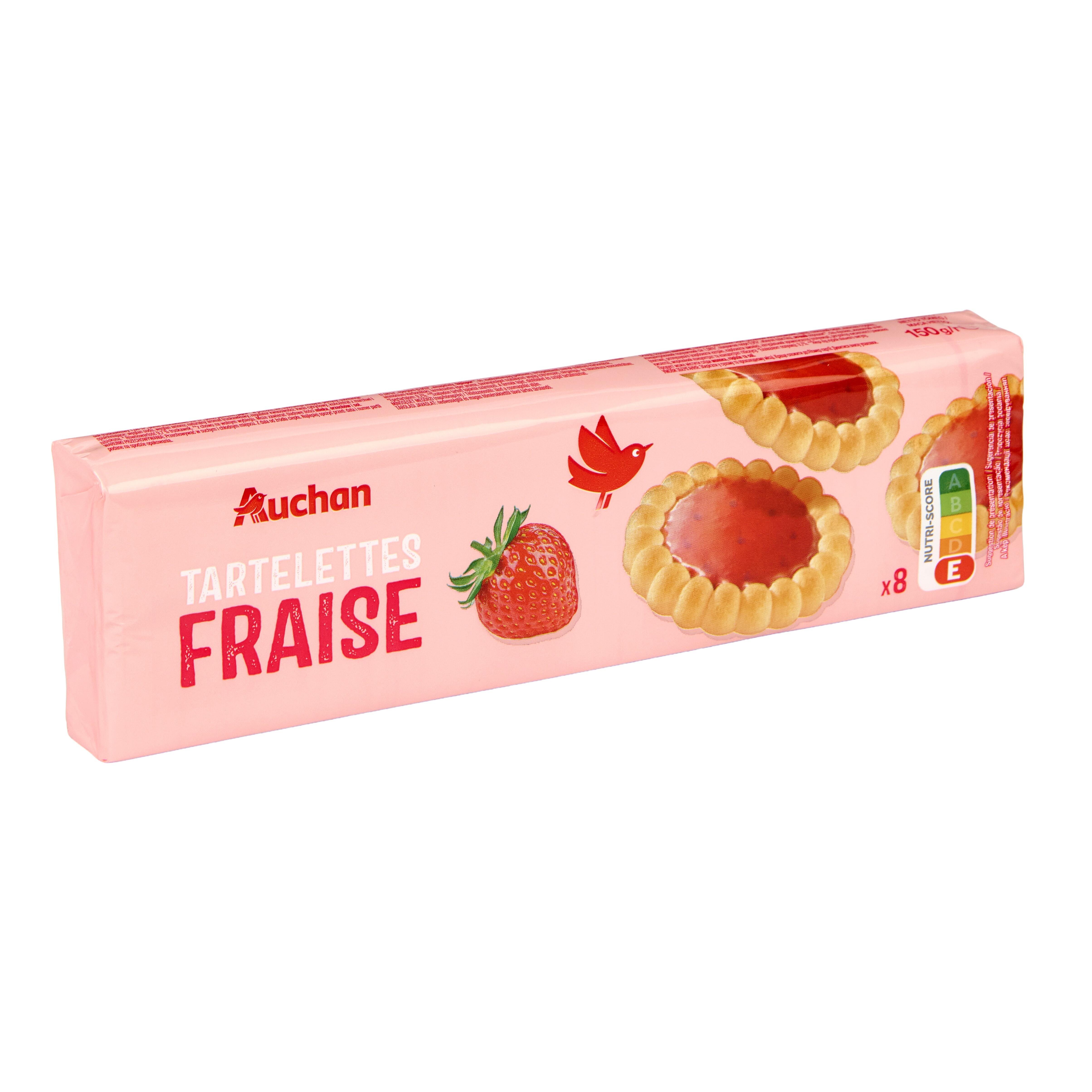 Voir la diapositive 3 : AUCHAN Tartelettes nappées saveur fraise 8 tartelettes 150g