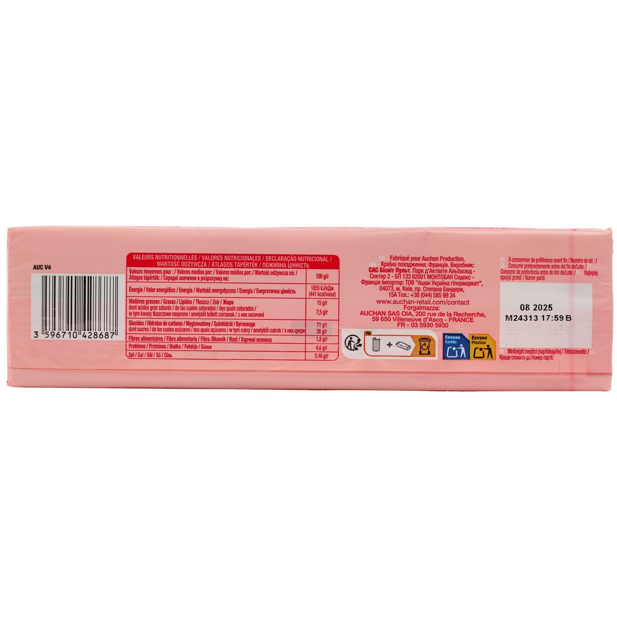 AUCHAN Tartelettes nappées saveur fraise 8 tartelettes 150g