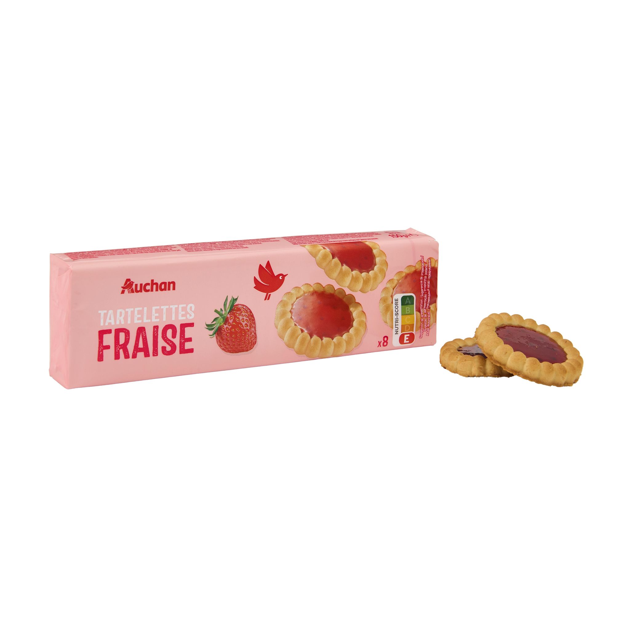 Voir la diapositive 3 : AUCHAN Tartelettes nappées saveur fraise 8 tartelettes 150g