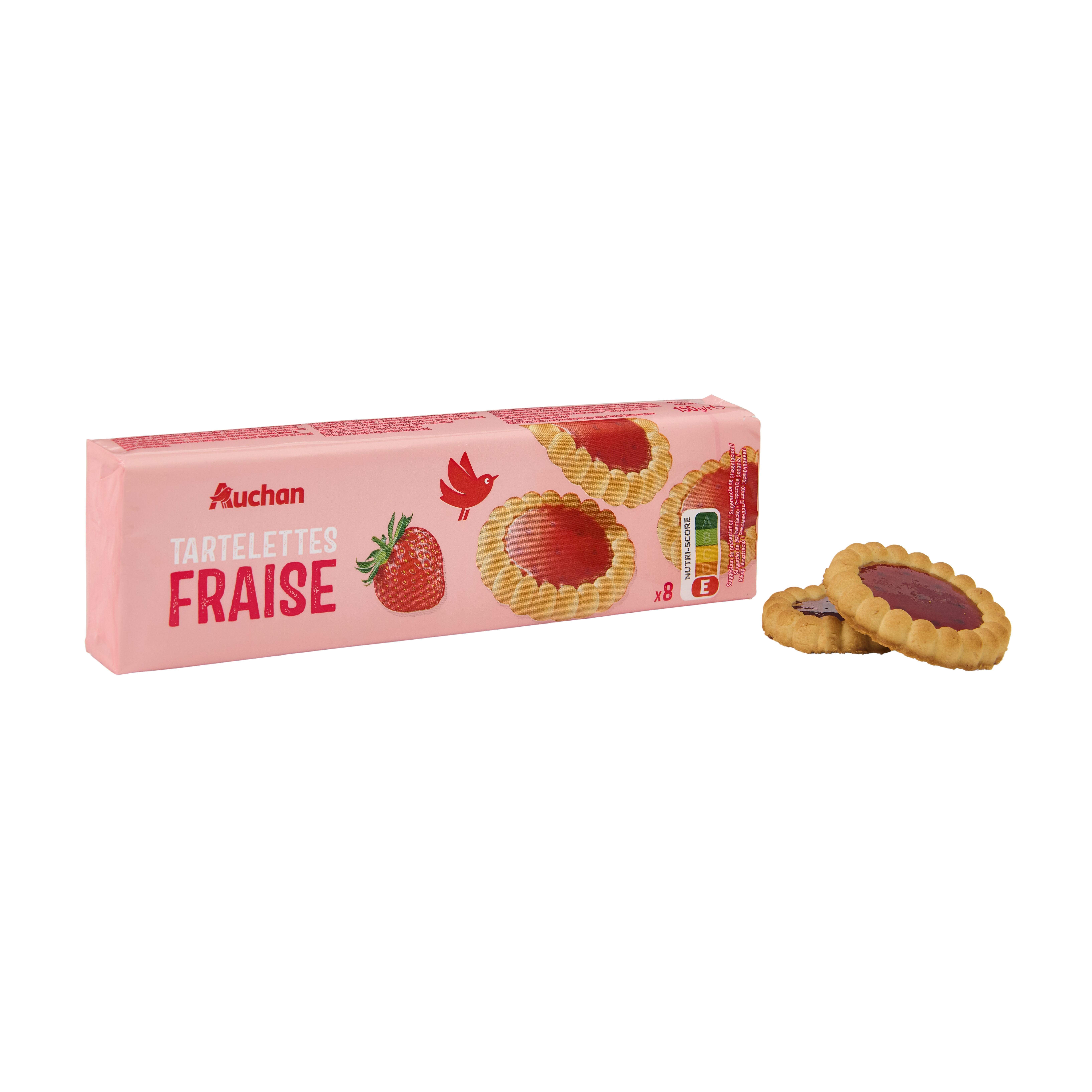 Voir la diapositive 4 : AUCHAN Tartelettes nappées saveur fraise 8 tartelettes 150g