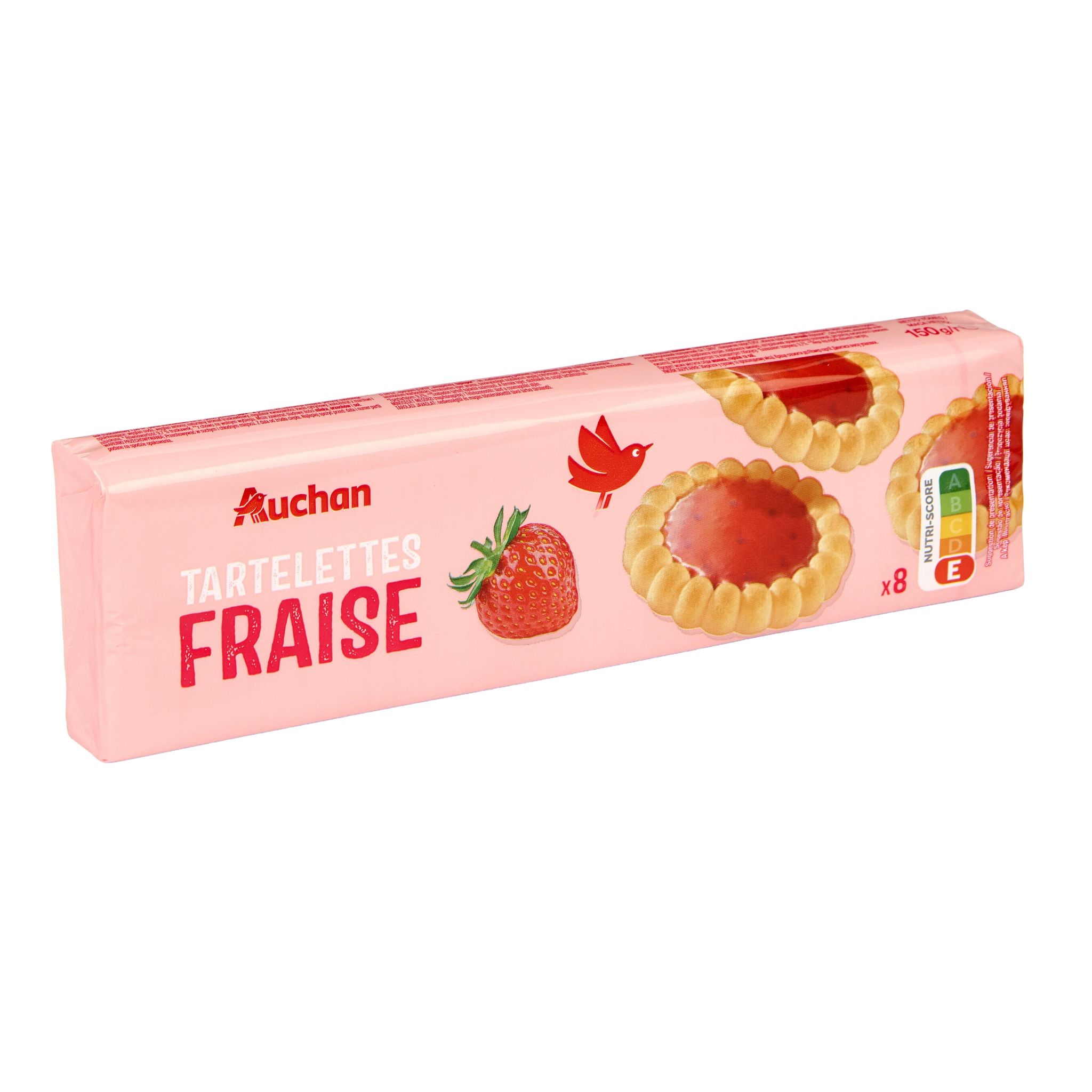Voir la diapositive 4 : AUCHAN Tartelettes nappées saveur fraise 8 tartelettes 150g