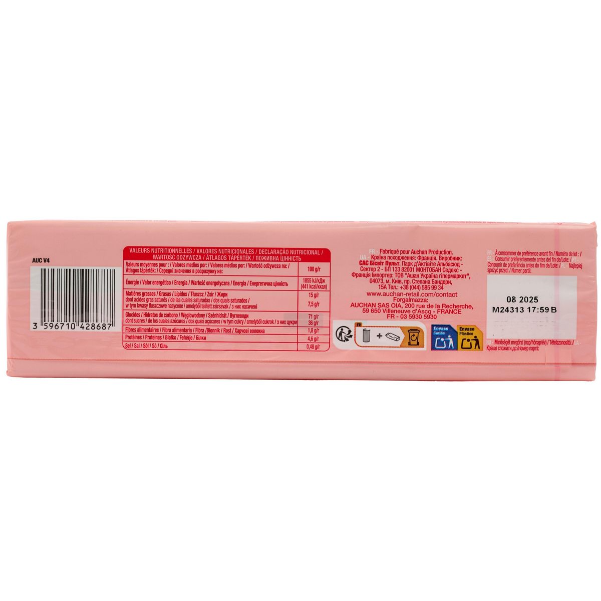 AUCHAN Tartelettes nappées saveur fraise 8 tartelettes 150g