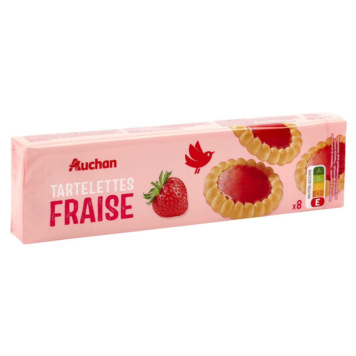 AUCHAN Tartelettes nappées saveur fraise 8 tartelettes 150g