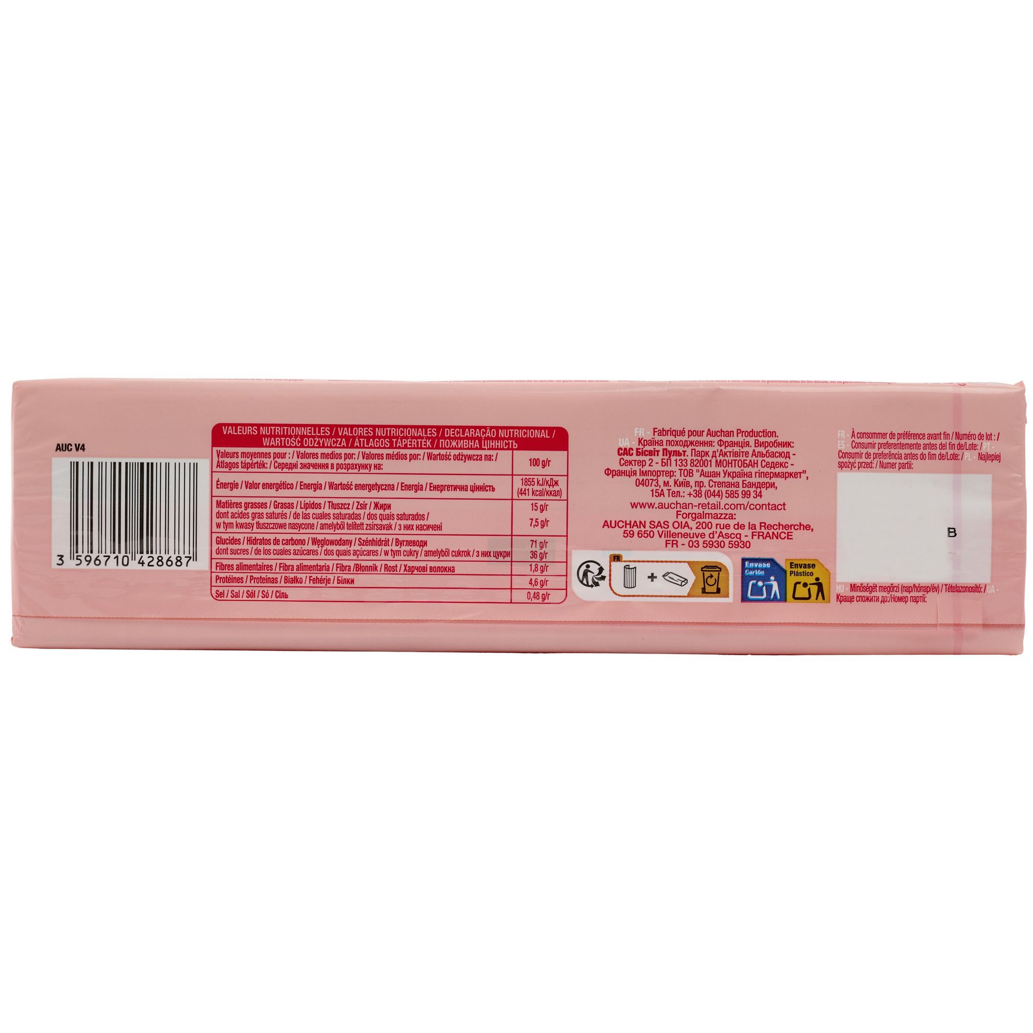 Voir la diapositive 8 : AUCHAN Tartelettes nappées saveur fraise 8 tartelettes 150g